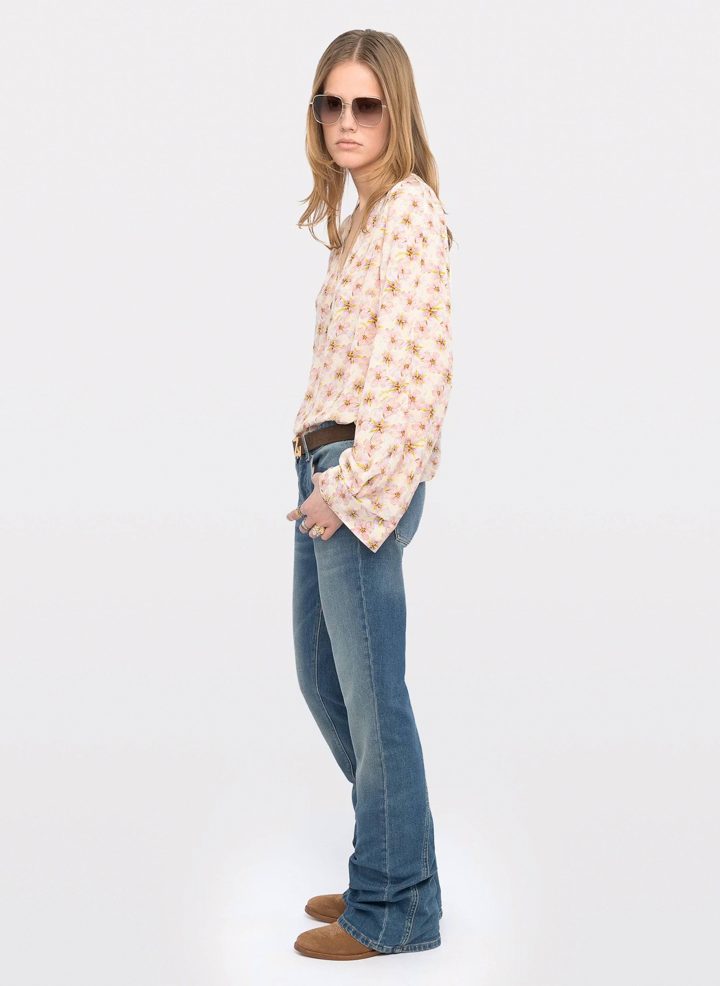 Blouse col tunisien à imprimé fleuri torny ZADIG&VOLTAIRE Jaune