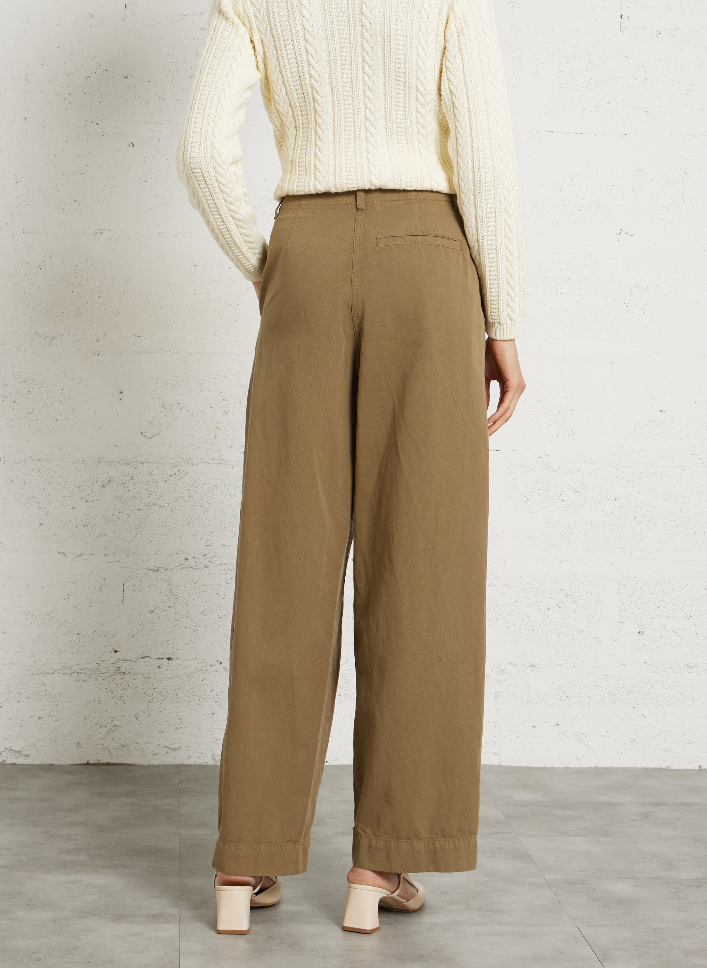 Pantalon droit en coton et lin namaz AMERICAN VINTAGE Vert