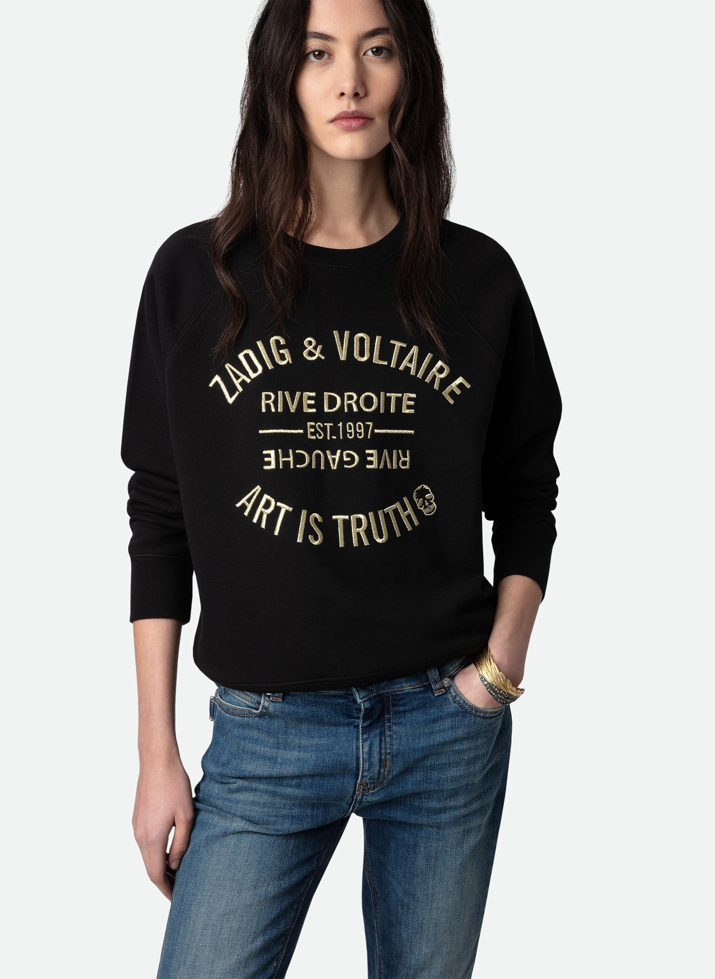 Sweat droit en coton ZADIG&VOLTAIRE Noir