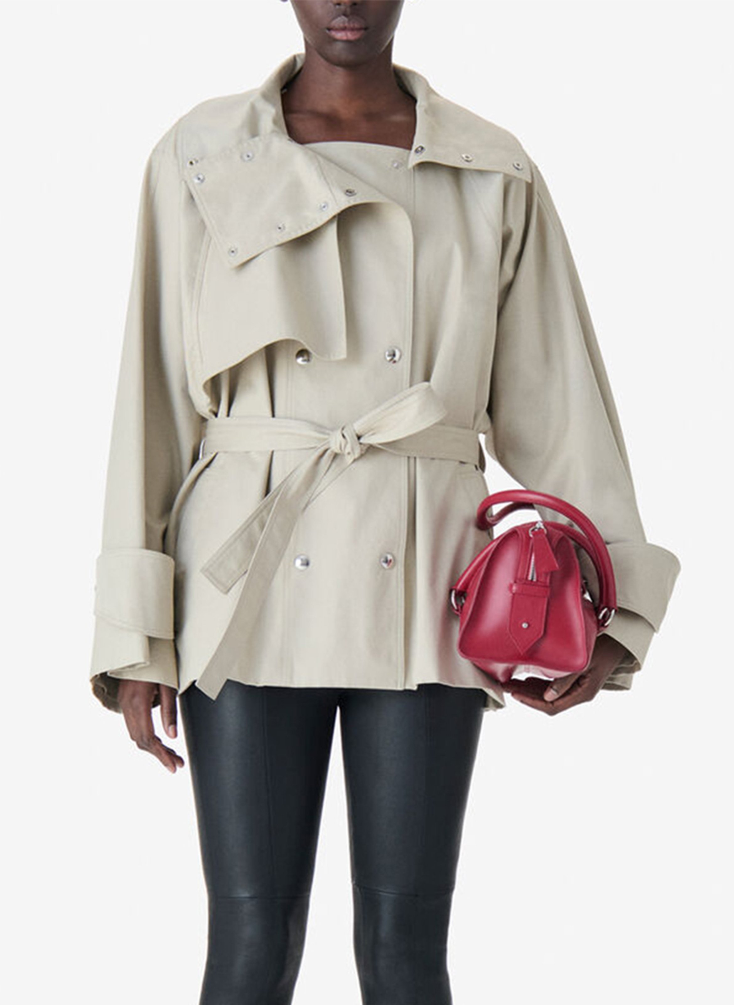 Trench col montant en coton mélangé 7ralya IRO Gris