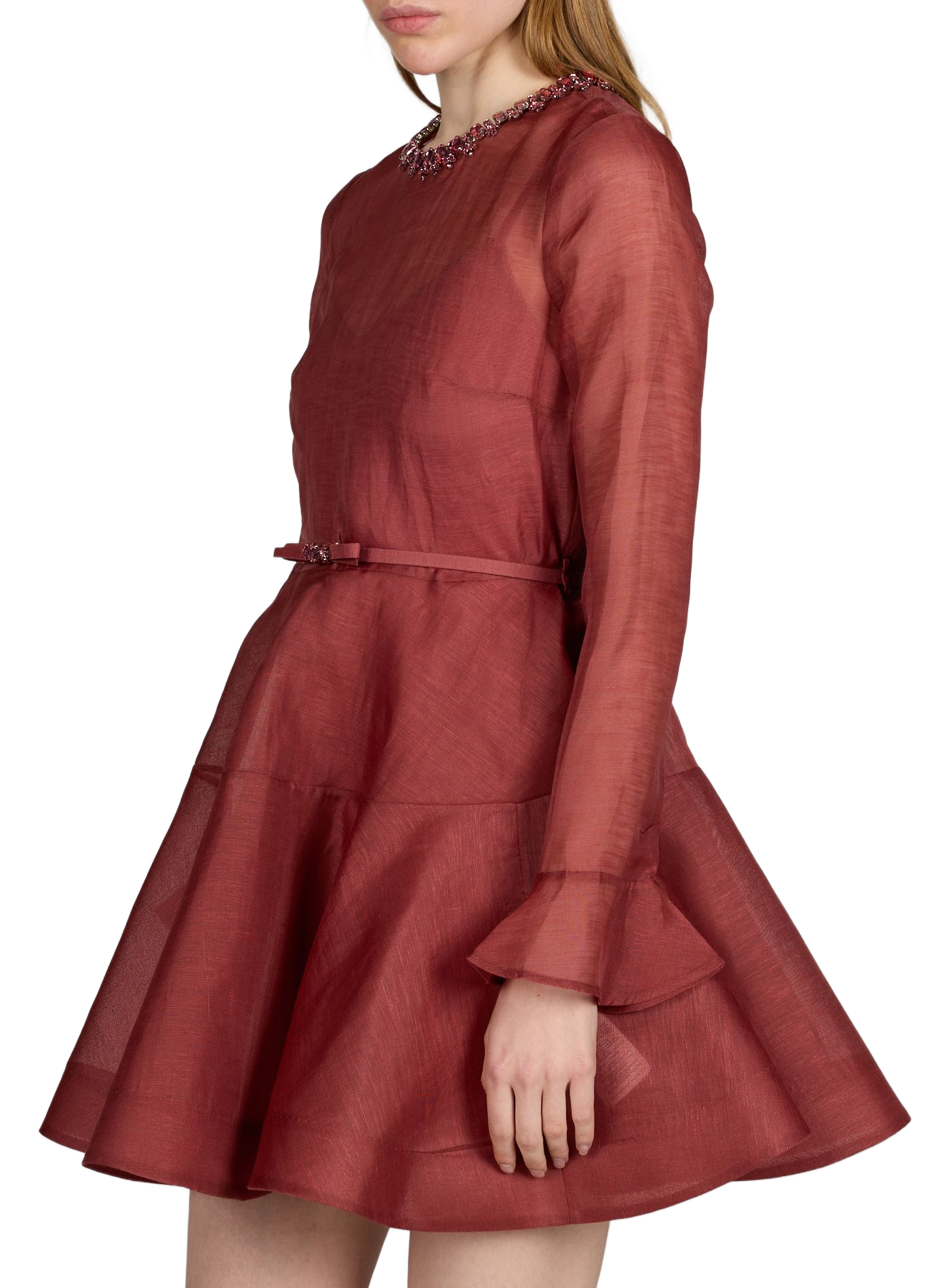 Mini robe péplum Alchemy en lin et soie  ZIMMERMANN Rouge