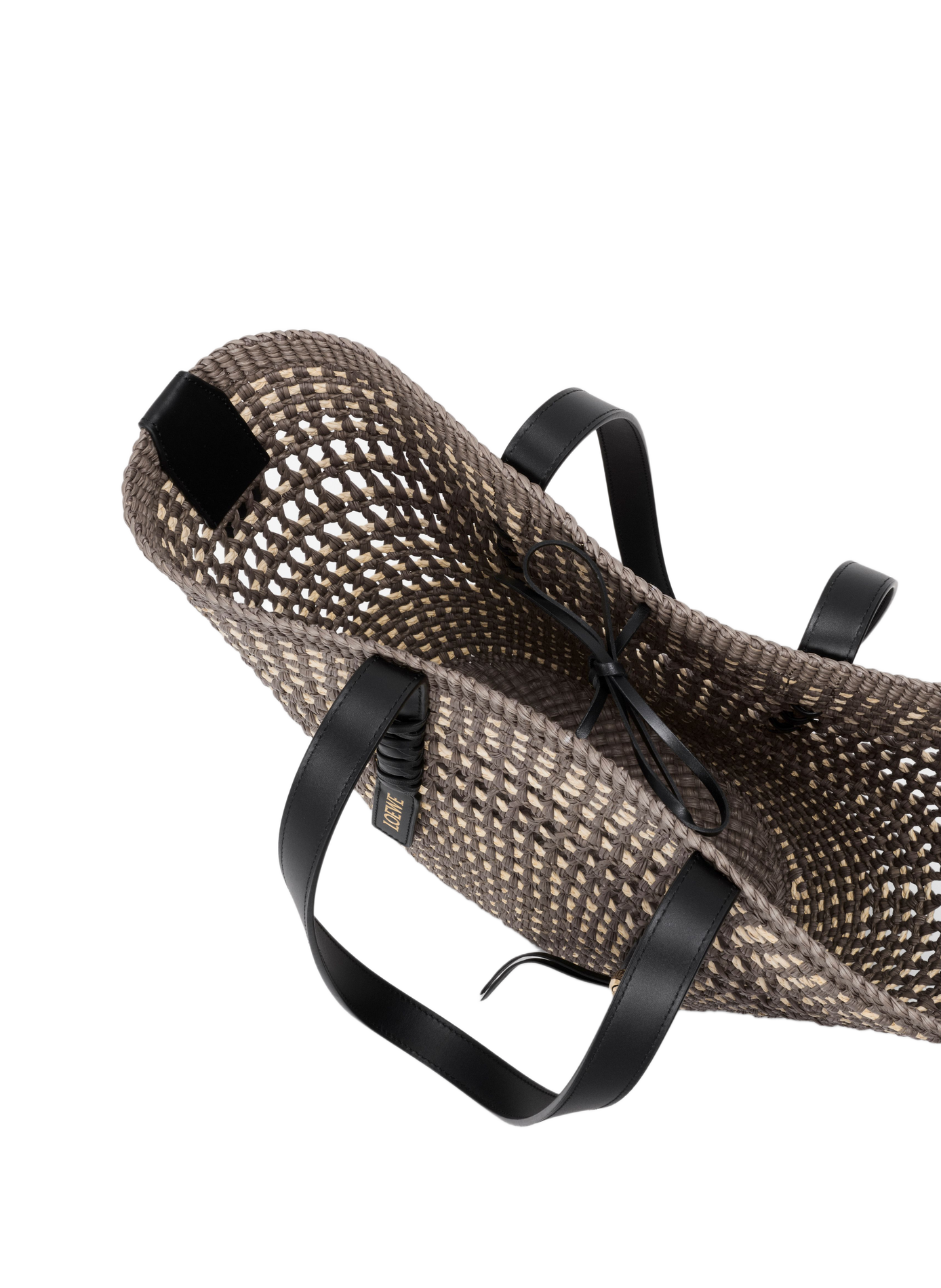 Paula's Ibiza - Medium Palm and Calf Leather Braid Basket LOEWE Khaki