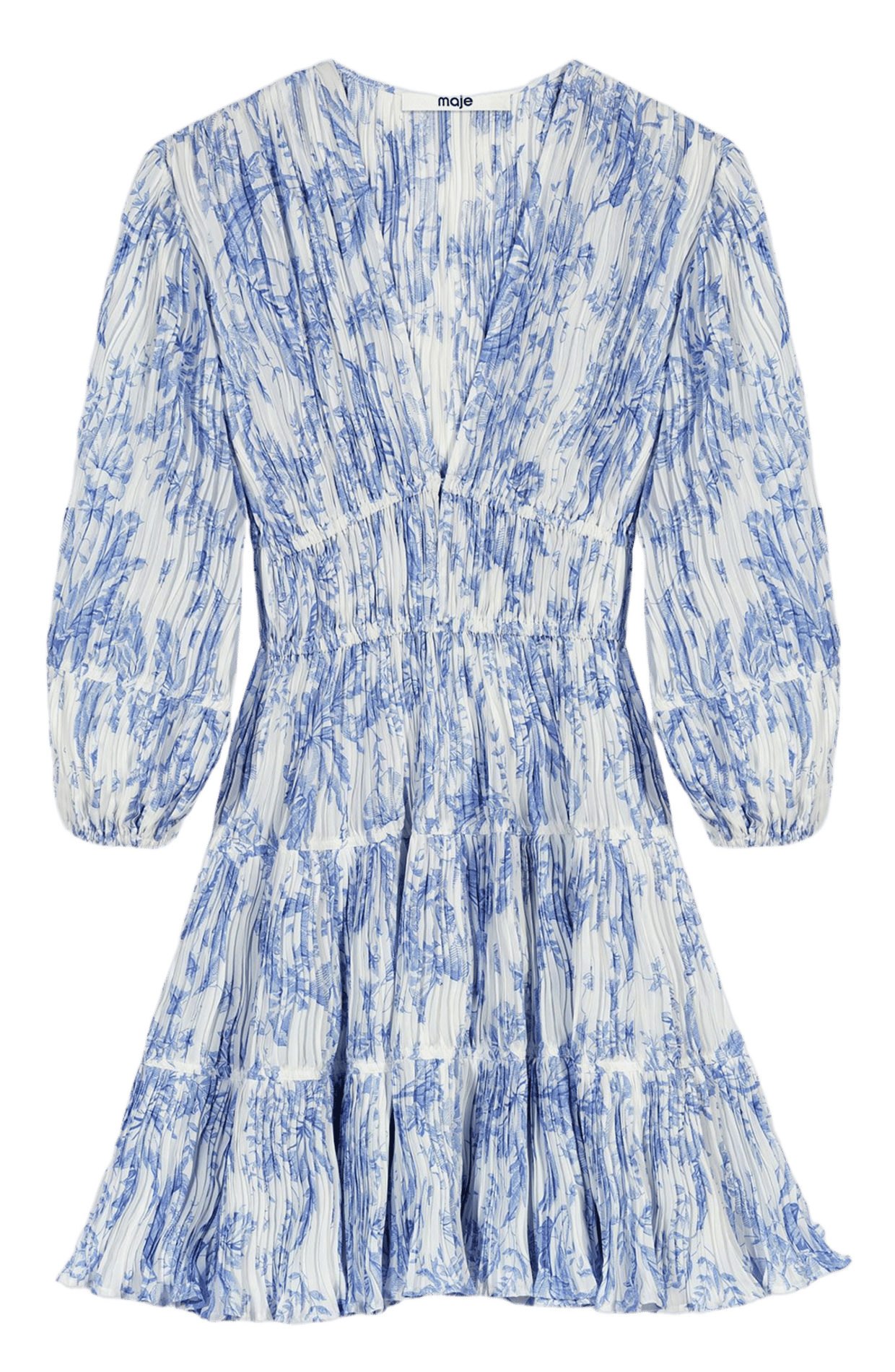 Robe courte col v imprimée Bleu