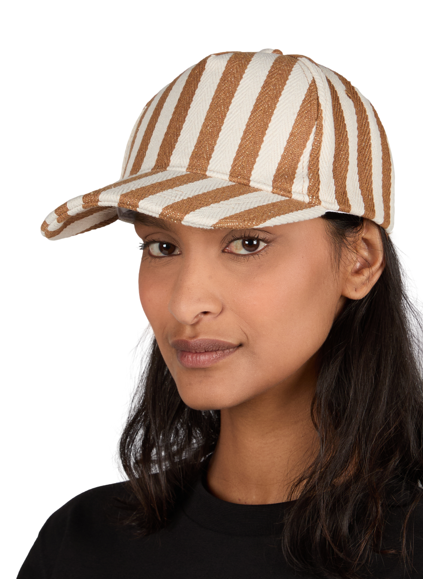 Striped cap in blended linen and cotton AU PRINTEMPS PARIS Brown