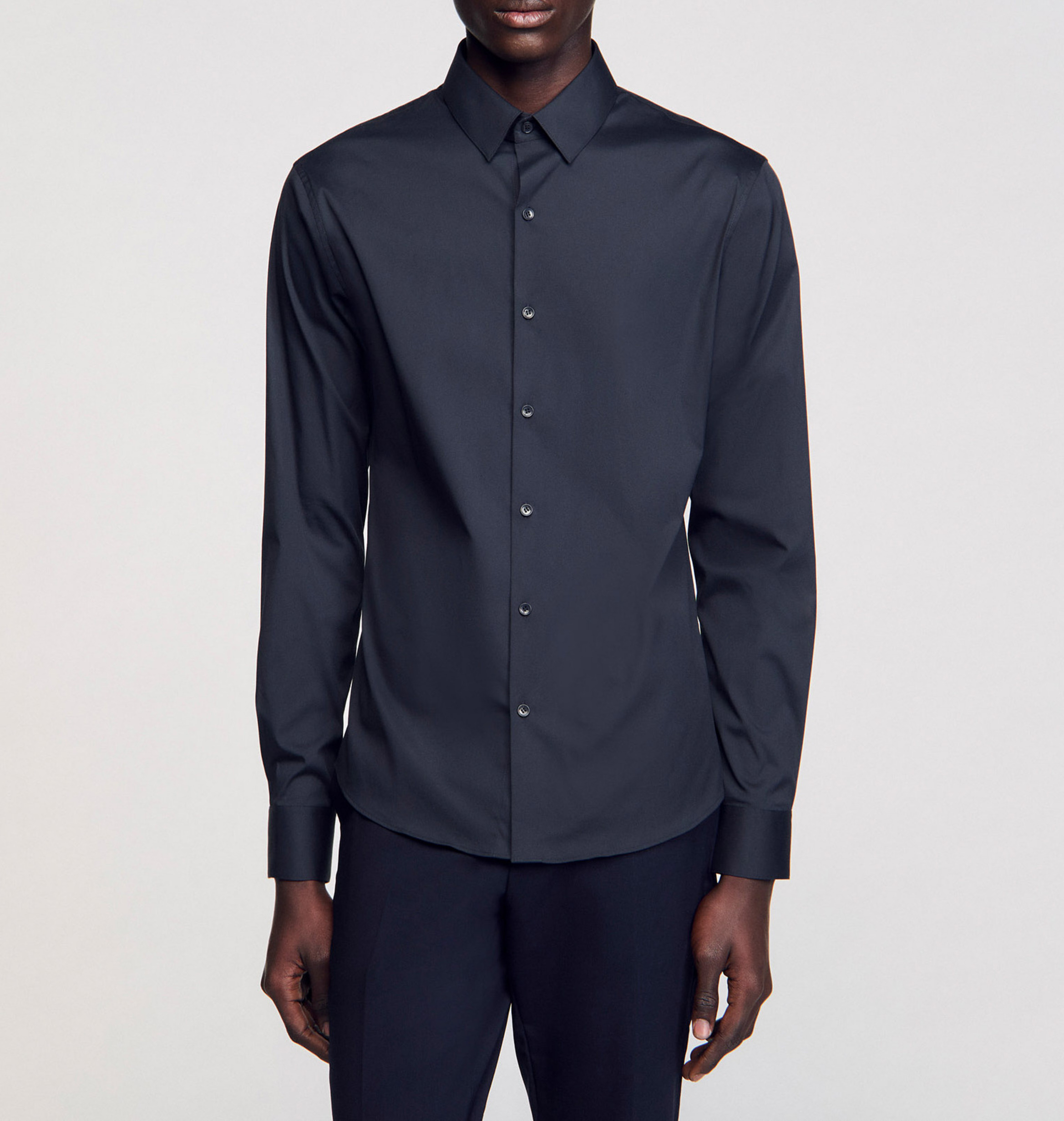 Chemise slim-fit en coton stretch Bleu