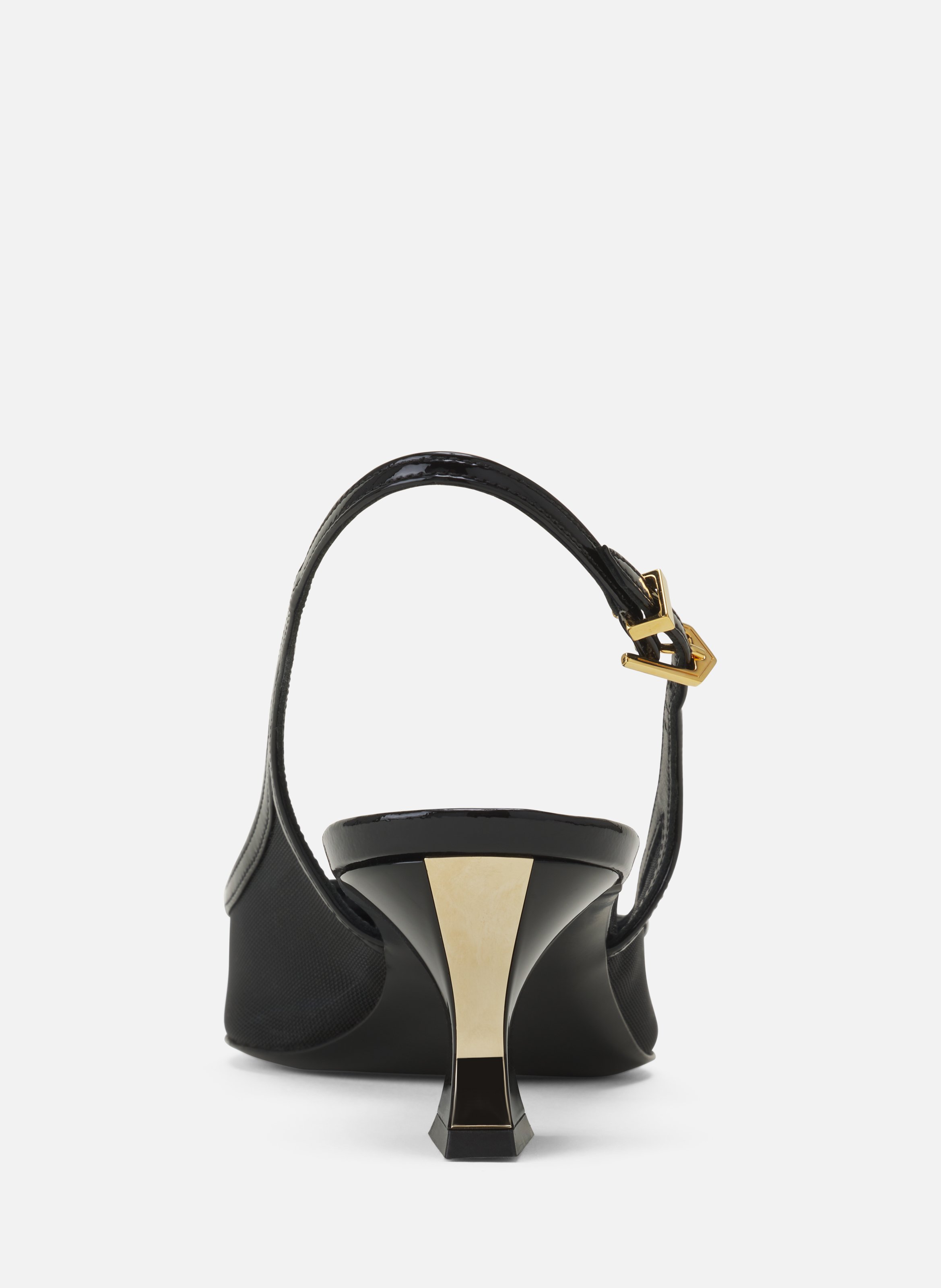 Slingback nocturne en mesh et cuir patent LANVIN Noir