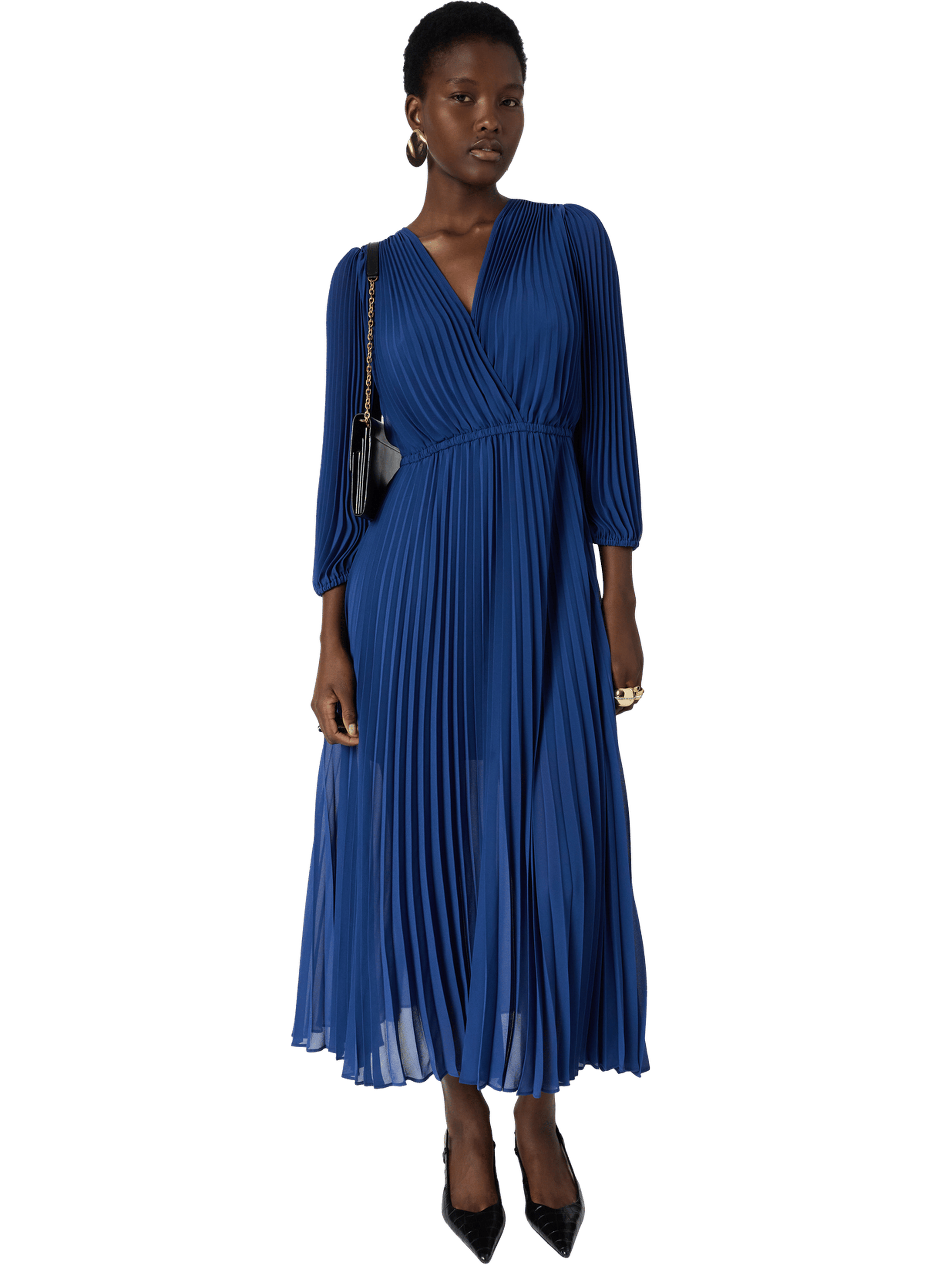 Robe longue plissée - rayna GERARD DAREL Bleu