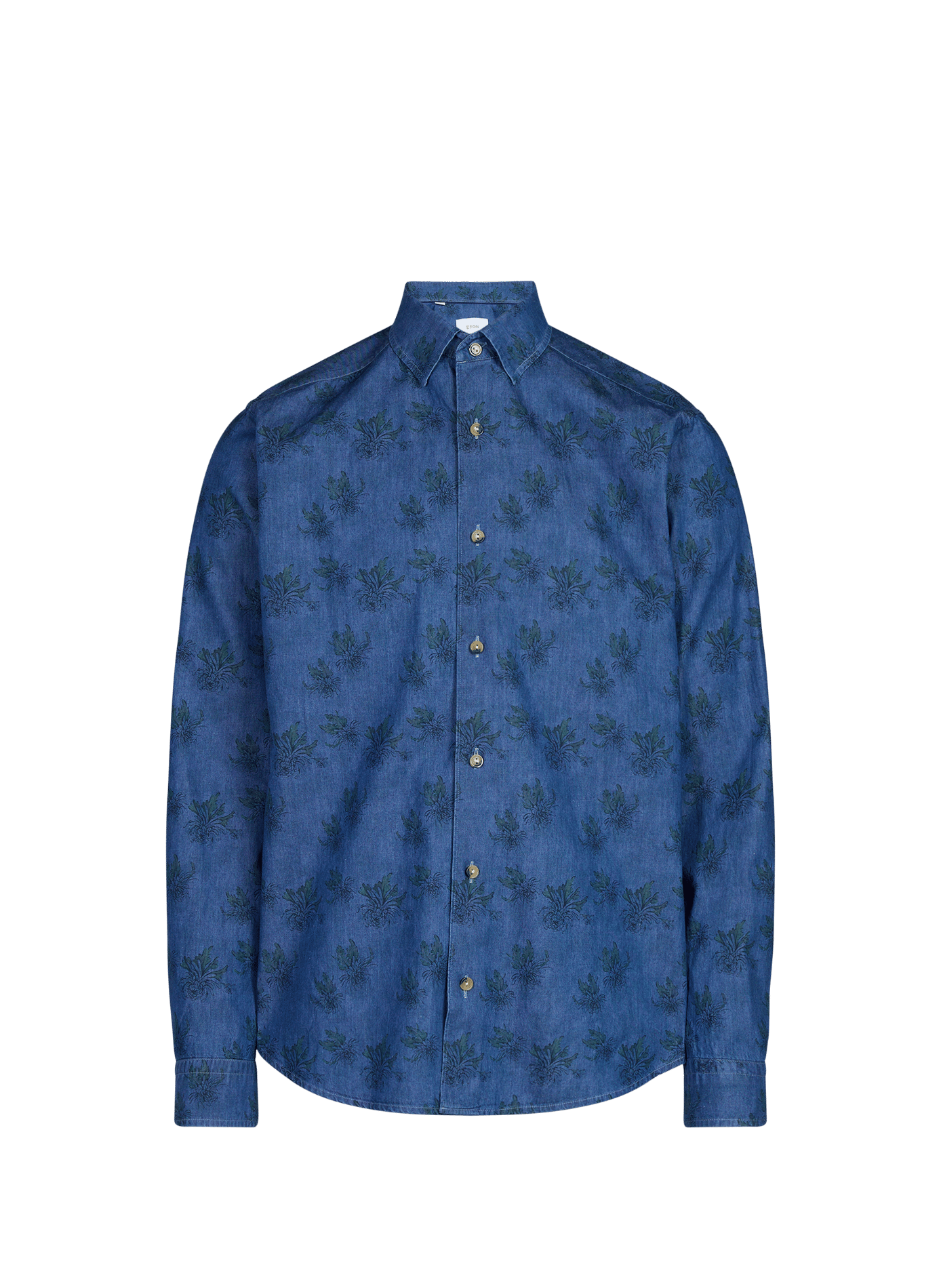 Rechte katoenen blouse met patroon ETON Blauw