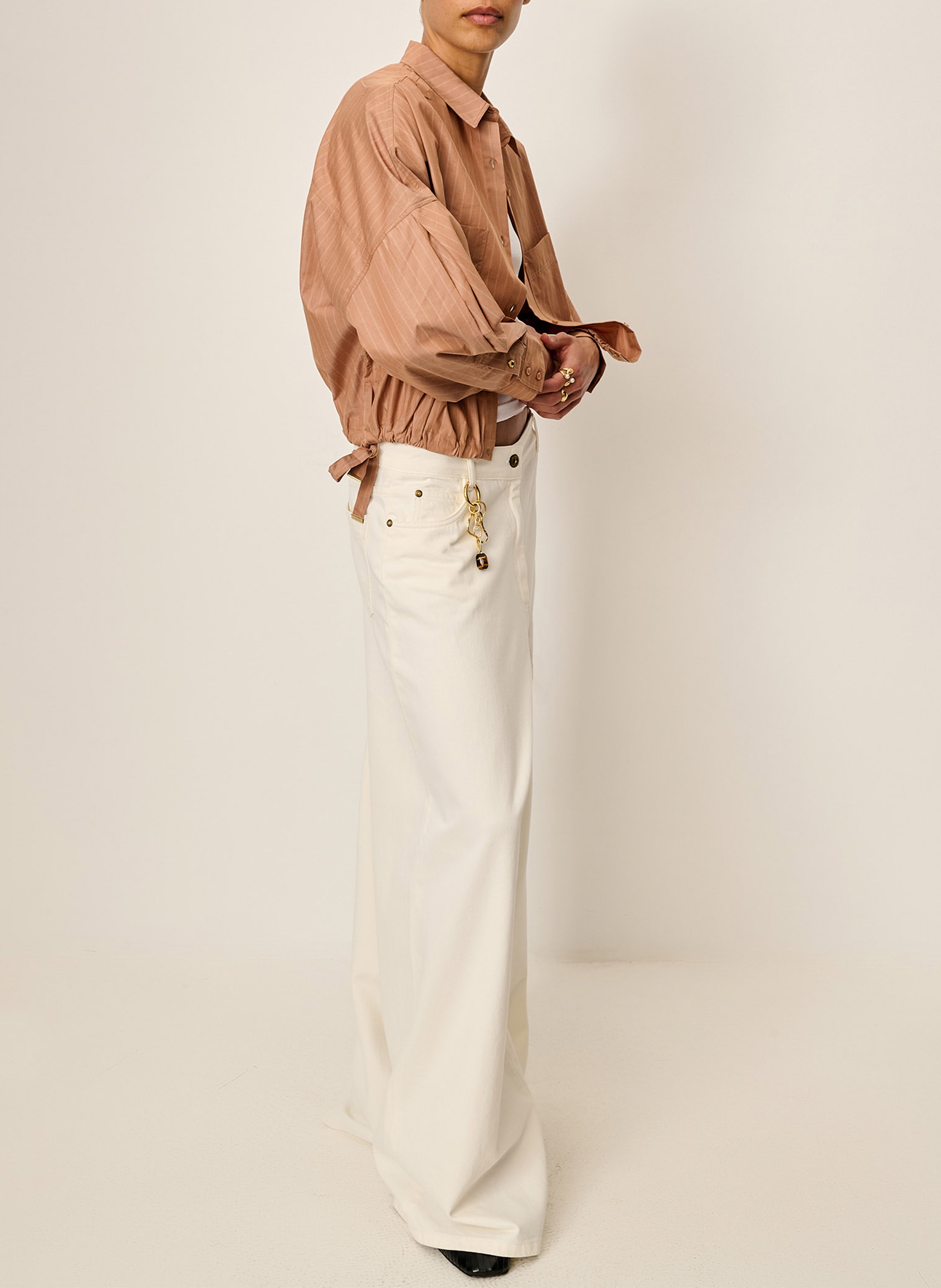 Chemise col classique en coton mélangé cazaba SESSUN Beige