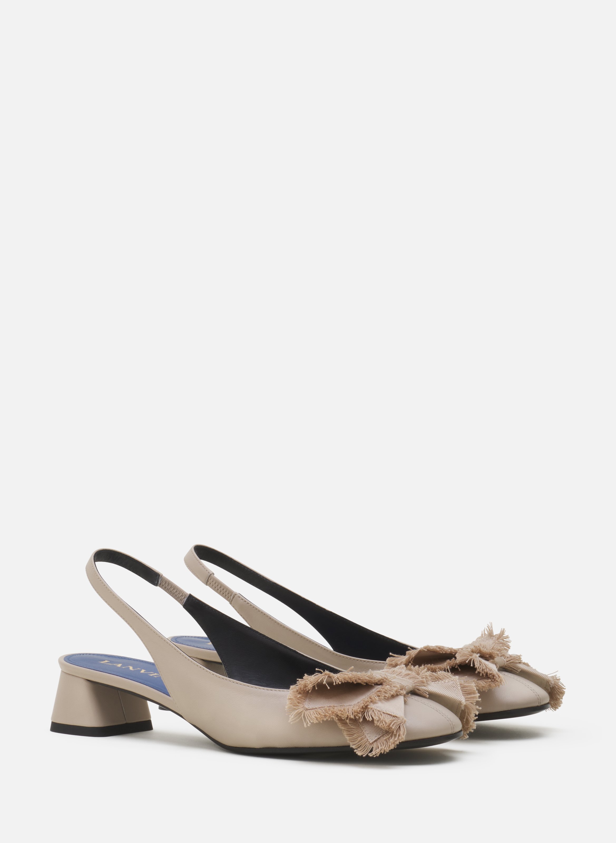 Slingback à talons ballerine en cuir LANVIN Beige