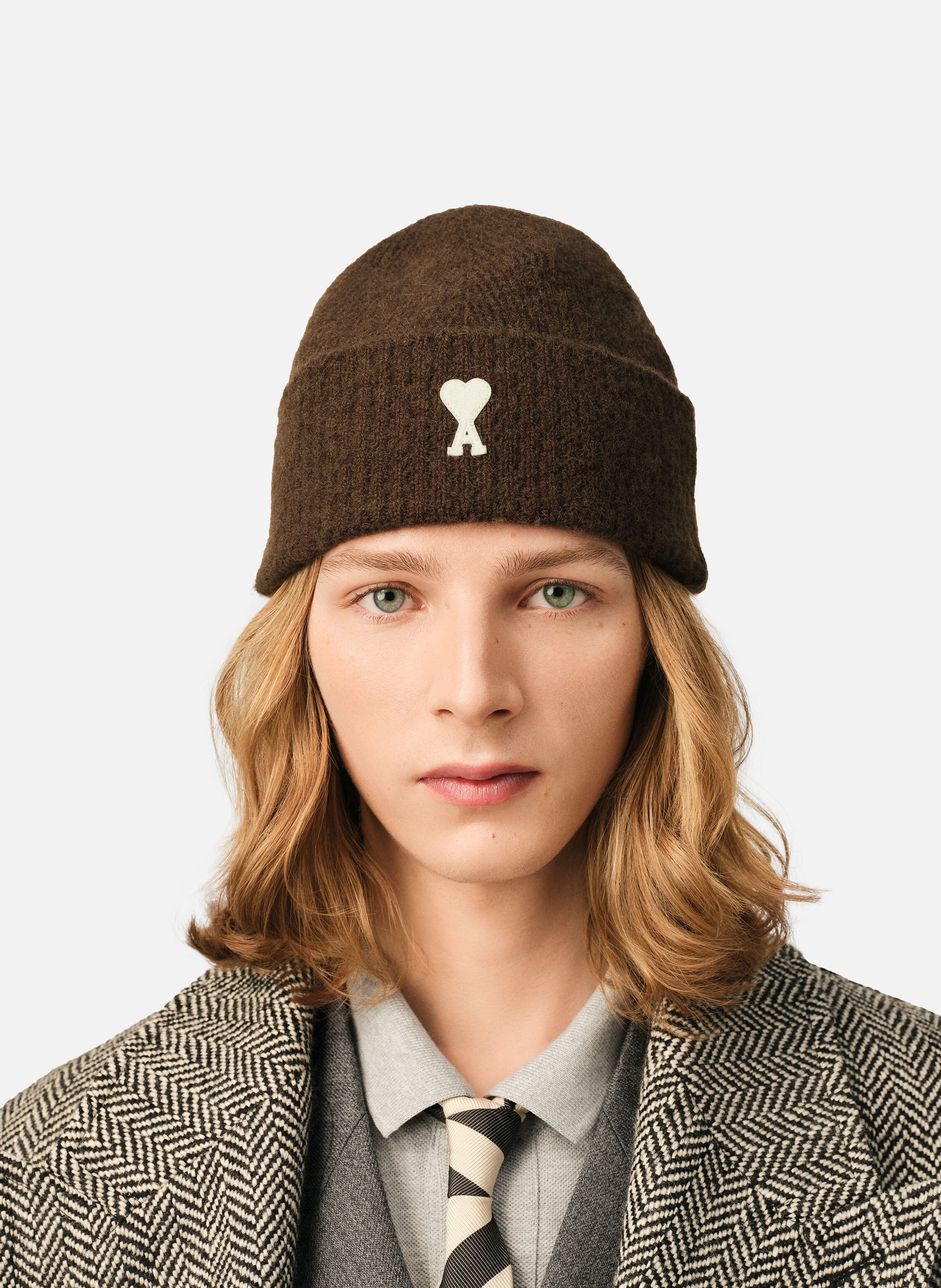 Bonnet unisexe en alpaga ami de coeur AMI PARIS Marron