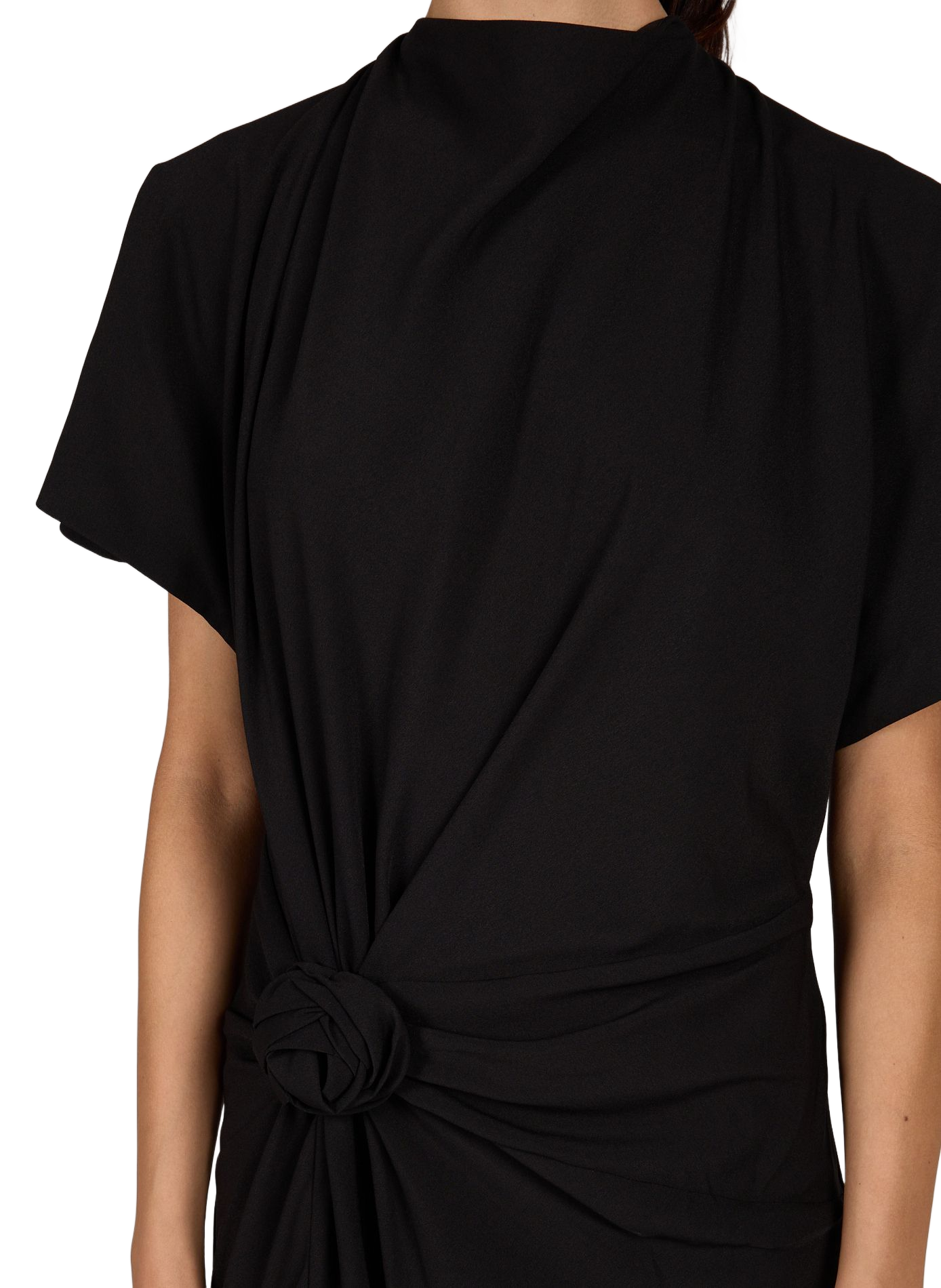 Robe longue drapée avec fente ROTATE Noir