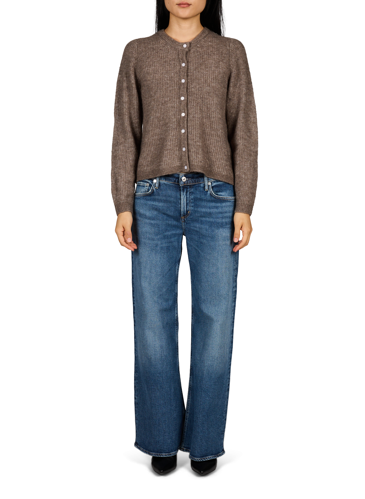 Vilory Rippstrick-Cardigan mit Rundhalsausschnitt VILA Braun