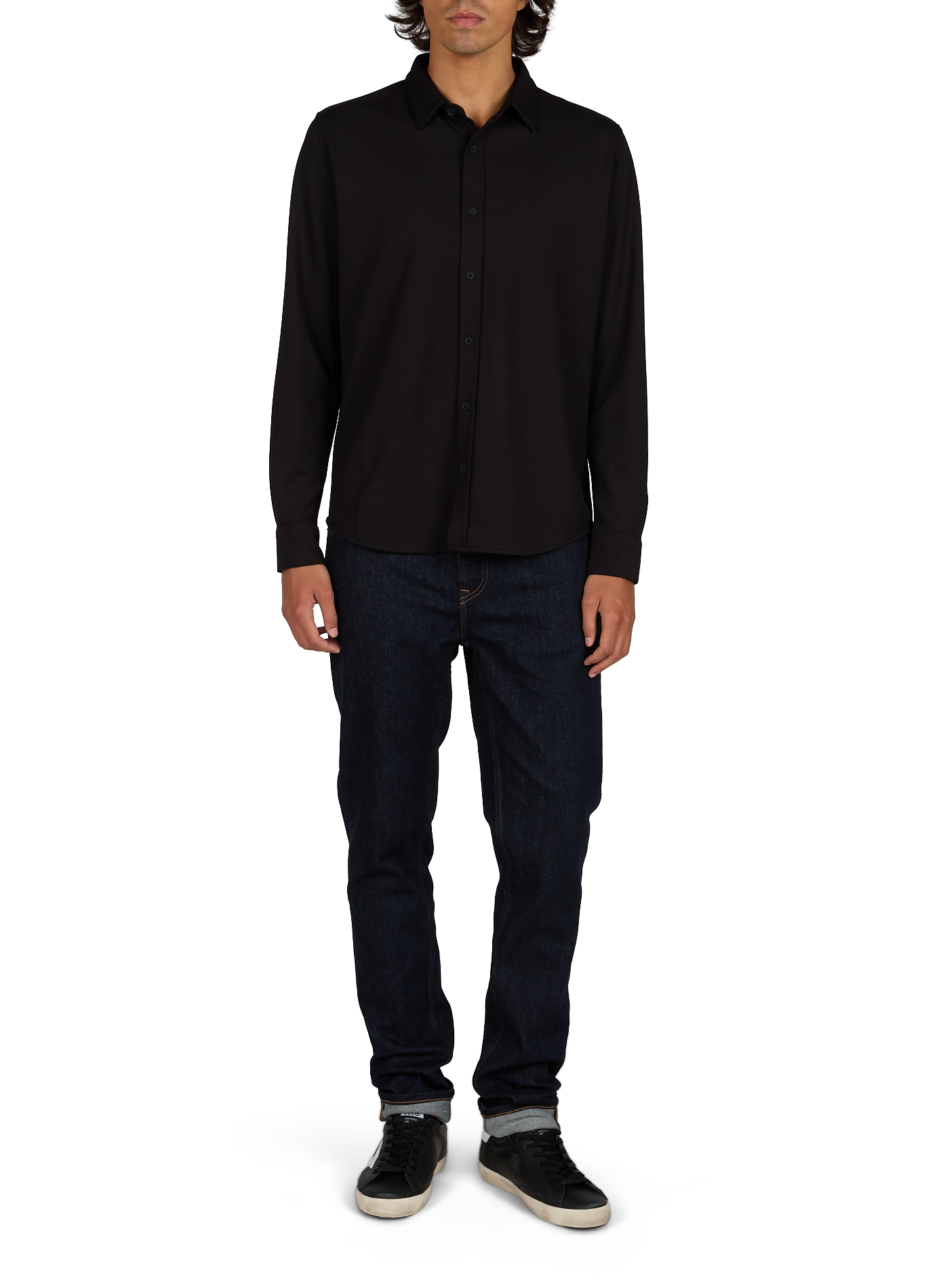 Straight shirt with classic collar in blended wool 1789 CALA Black