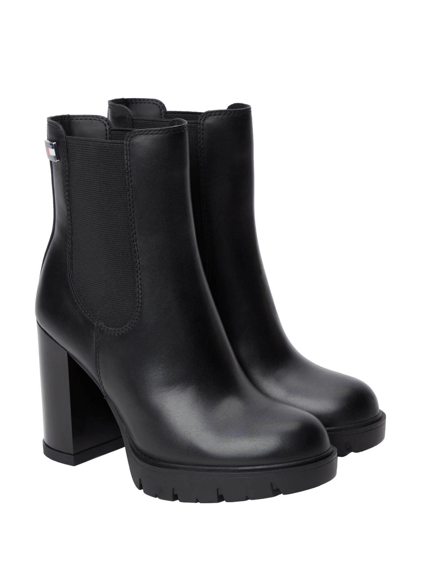 High-heeled leather ankle boots TOMMY HILFIGER Black