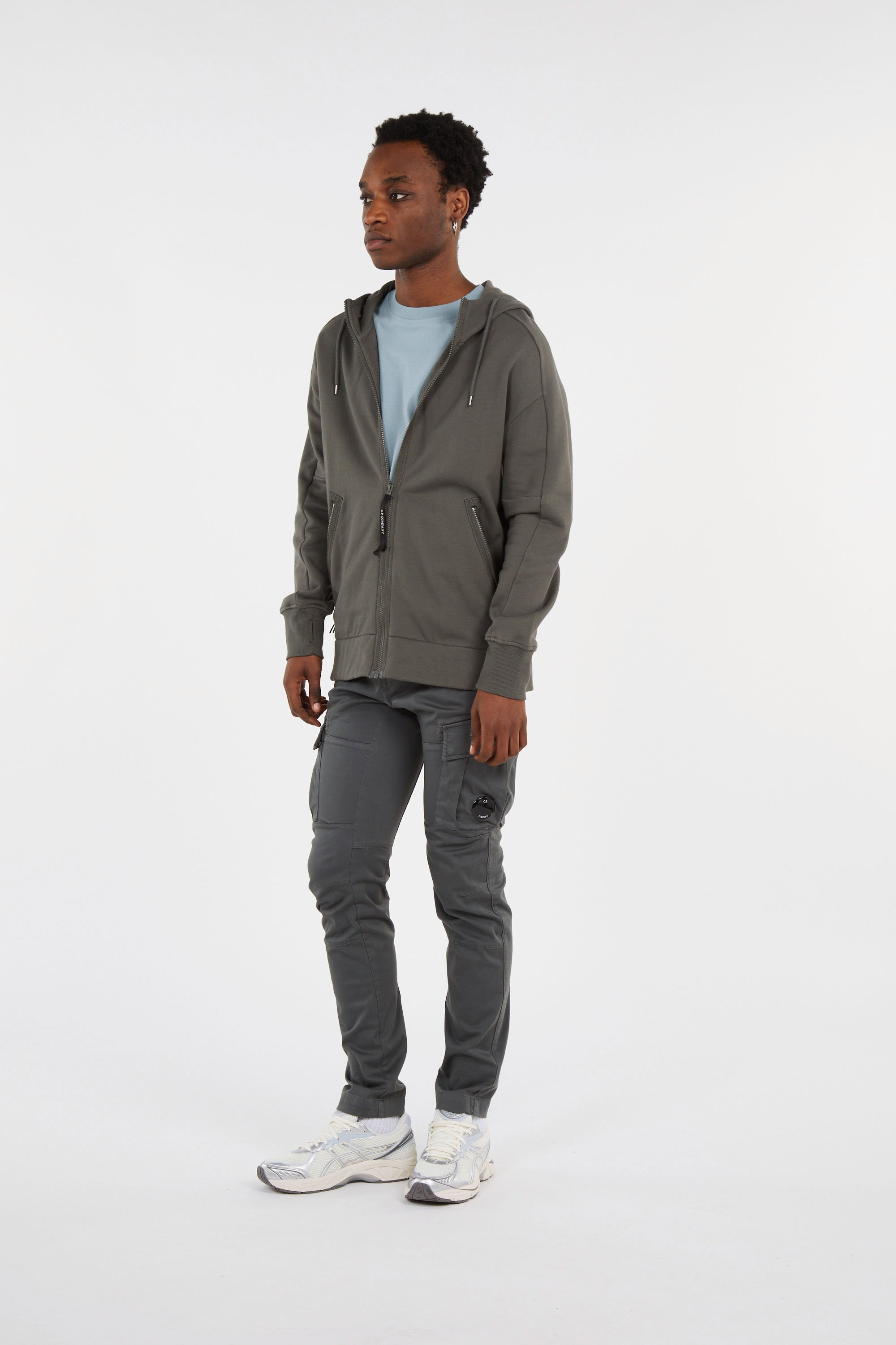 Hoodie zippé diagonal raised fleece goggle sweatshirt CP COMPANY Kaki