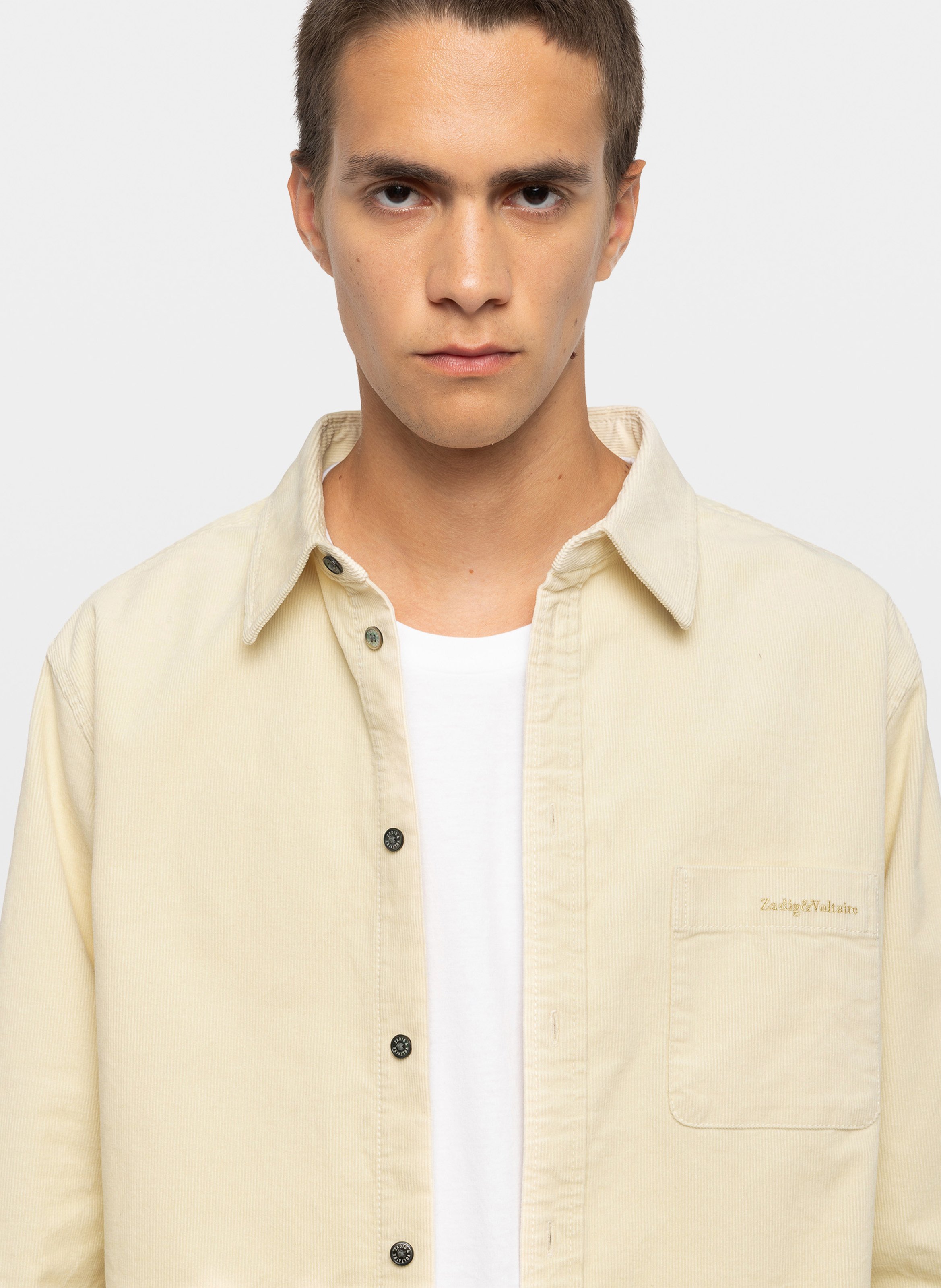 Surchemise droite col classique côtelée en coton mélangé simon ZADIG&VOLTAIRE Beige