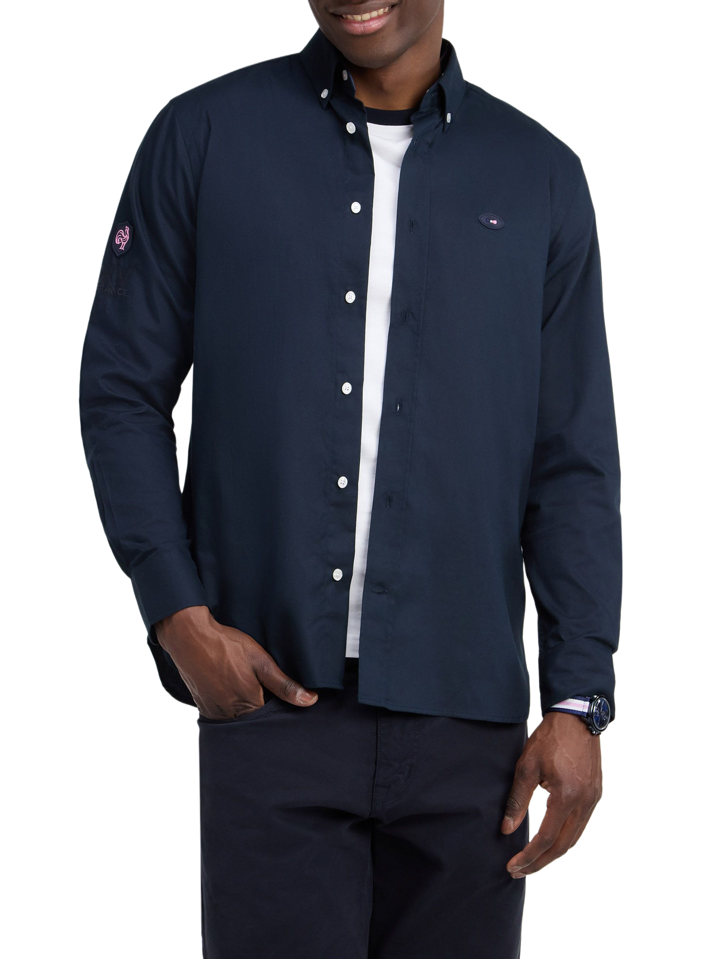 Chemise droite col boutonné en coton EDEN PARK Bleu
