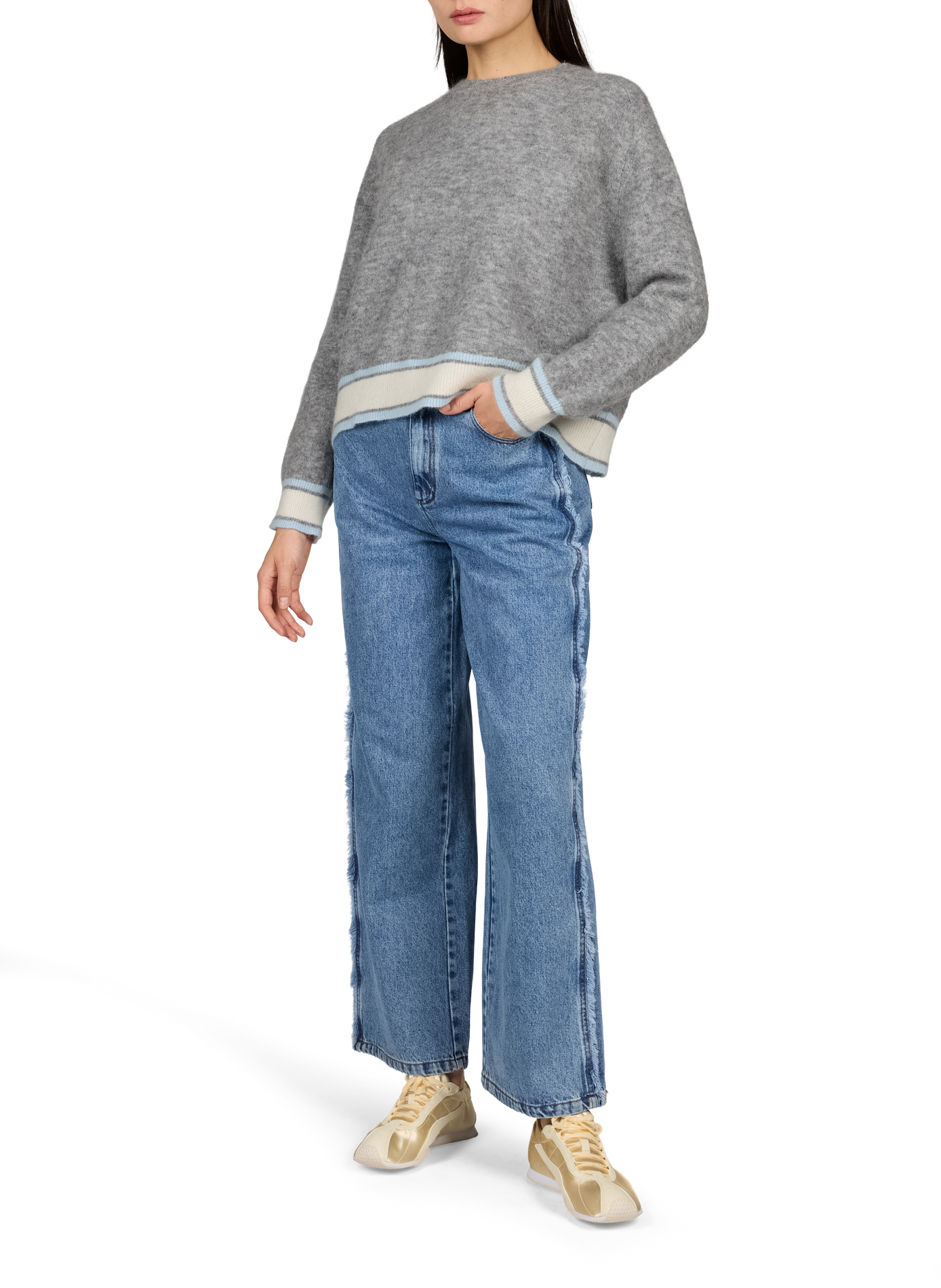 Oversize-Pullover MARIELLE aus Wollmischung LAURE+MAX Grau