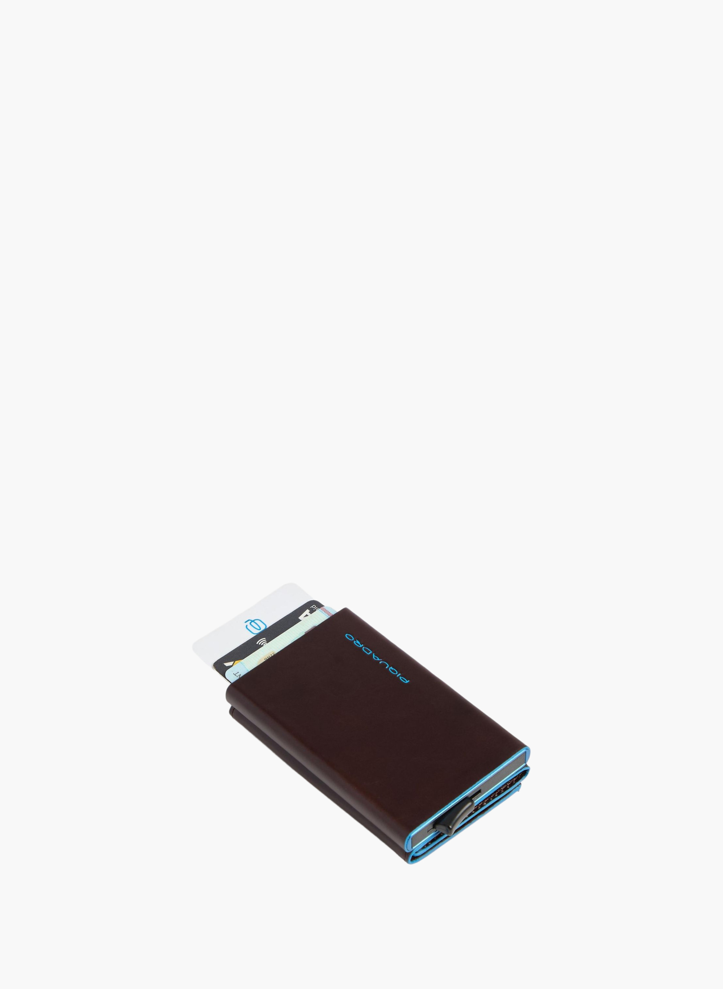 Compact leather wallet with pop-up card holder PIQUADRO Brown