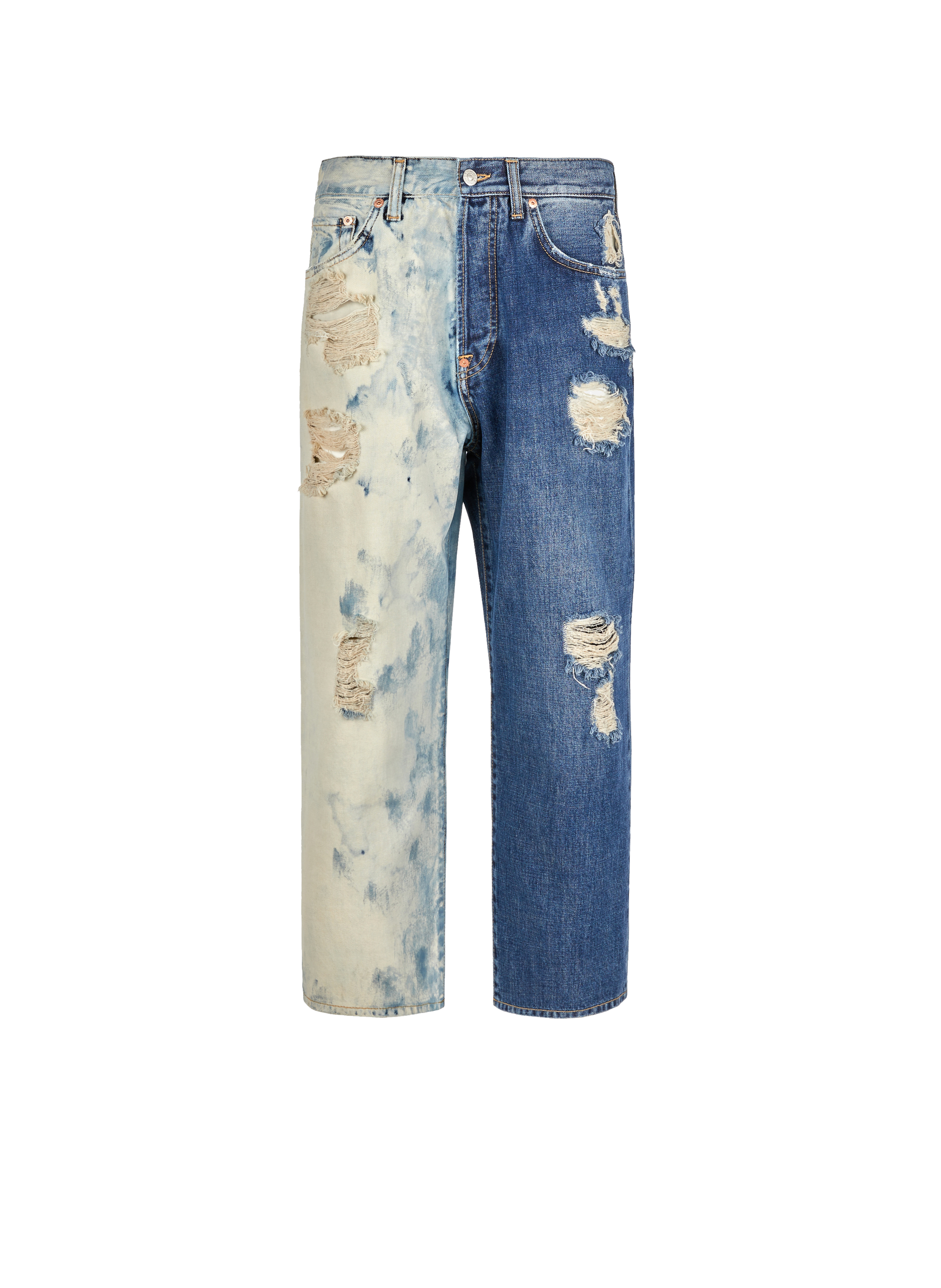 Jean bicolore effet usé