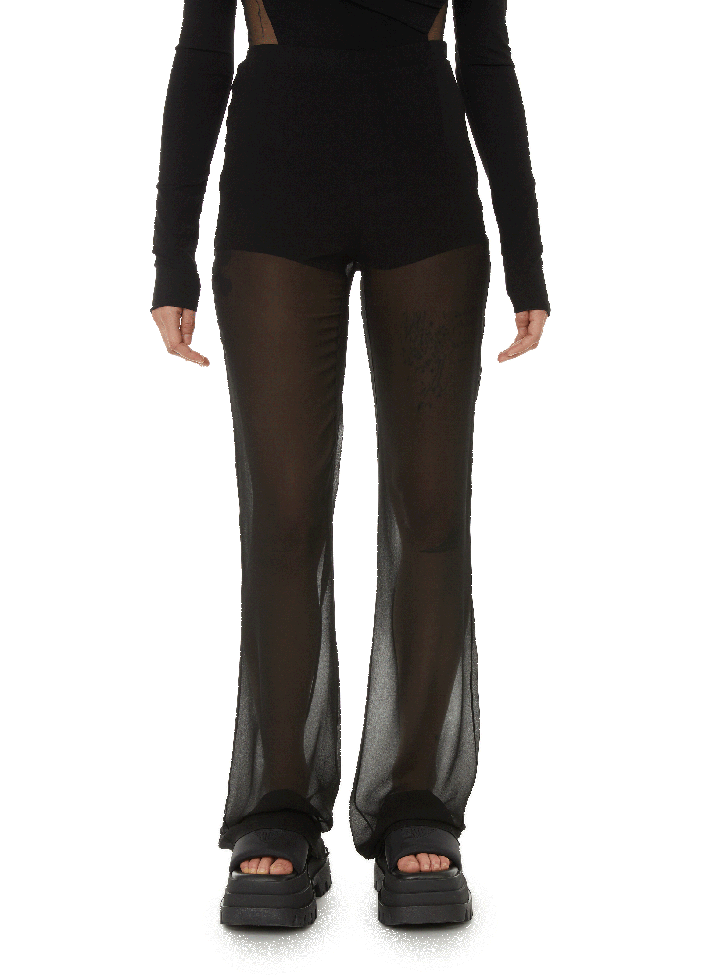 NENSI DOJAKA Pantalon flare en soie Noir