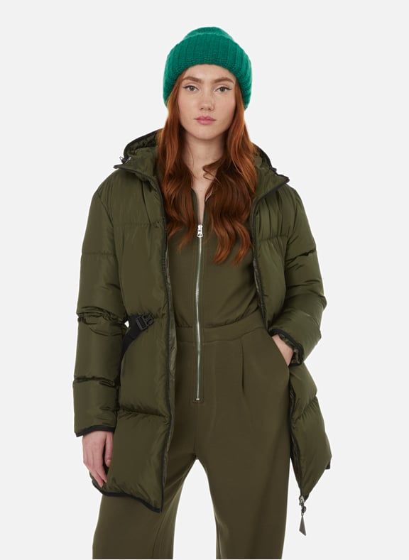 Khaki moncler coat on sale womens