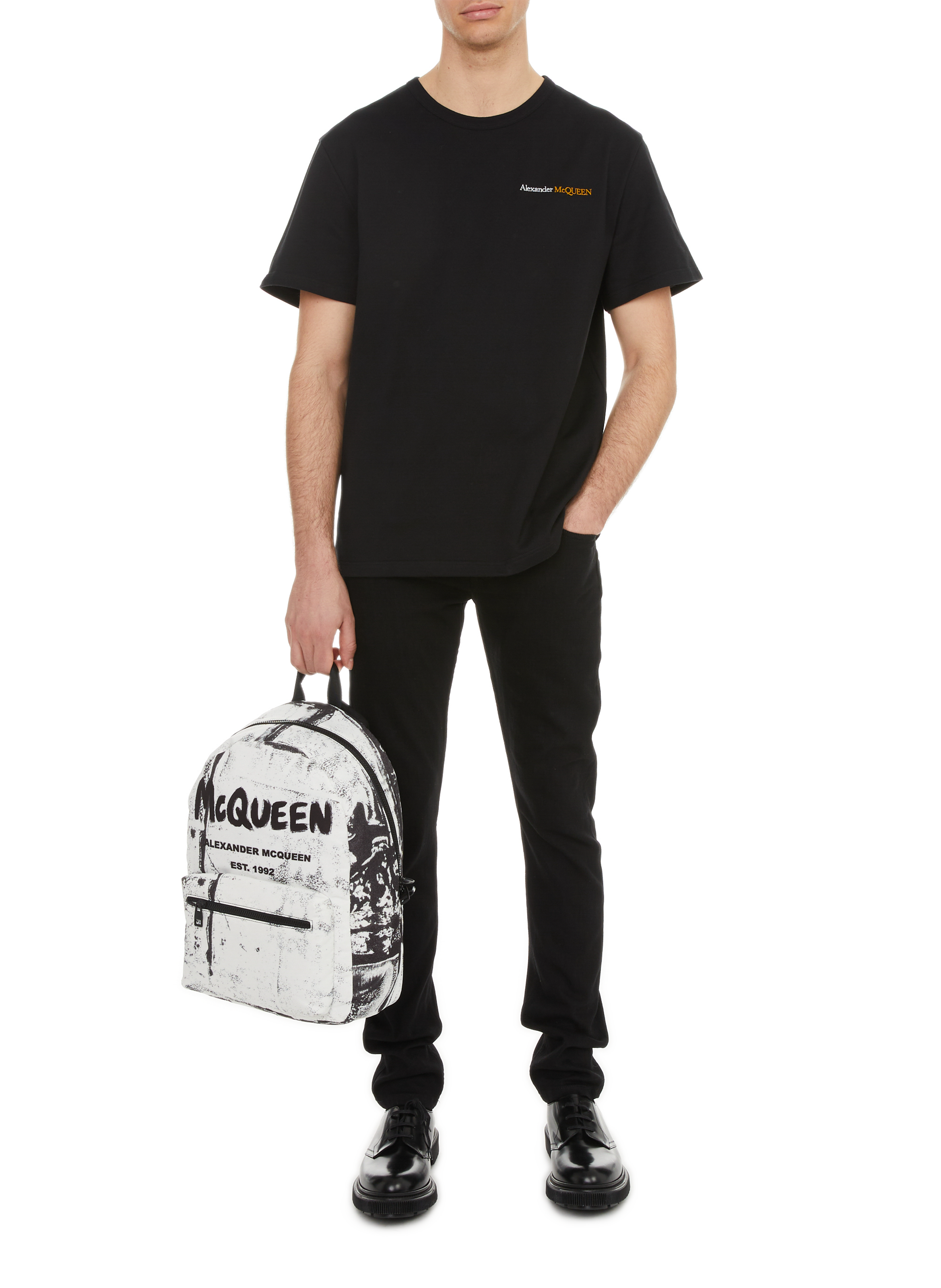 T-shirt uni en coton ALEXANDER MCQUEEN Noir