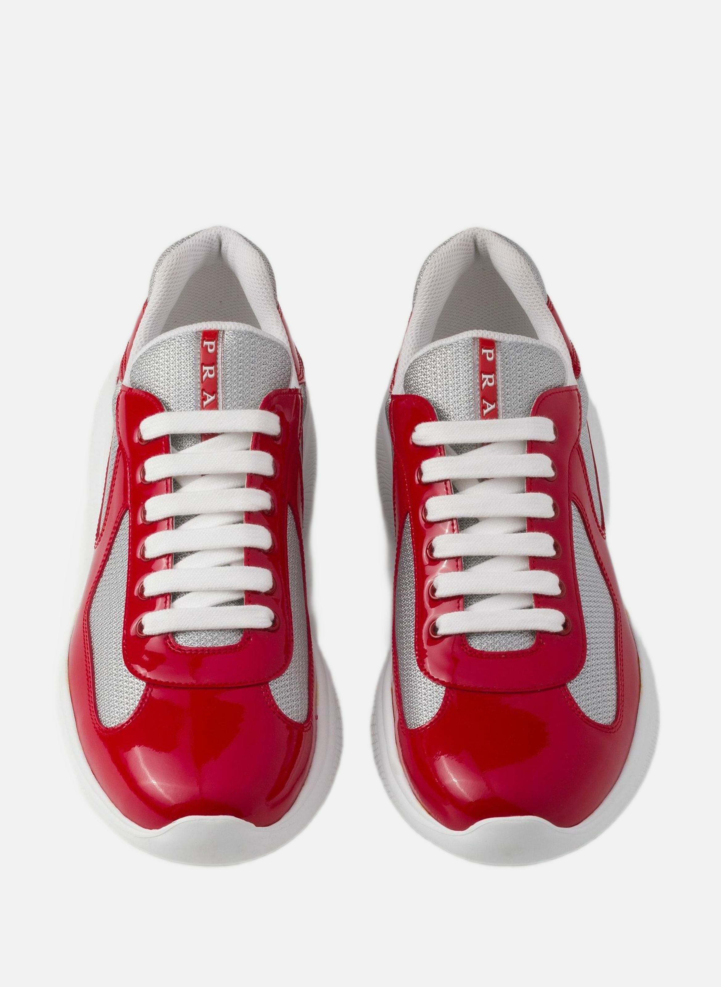 Sneakers prada america’s cup en cuir verni et tiss PRADA Rouge