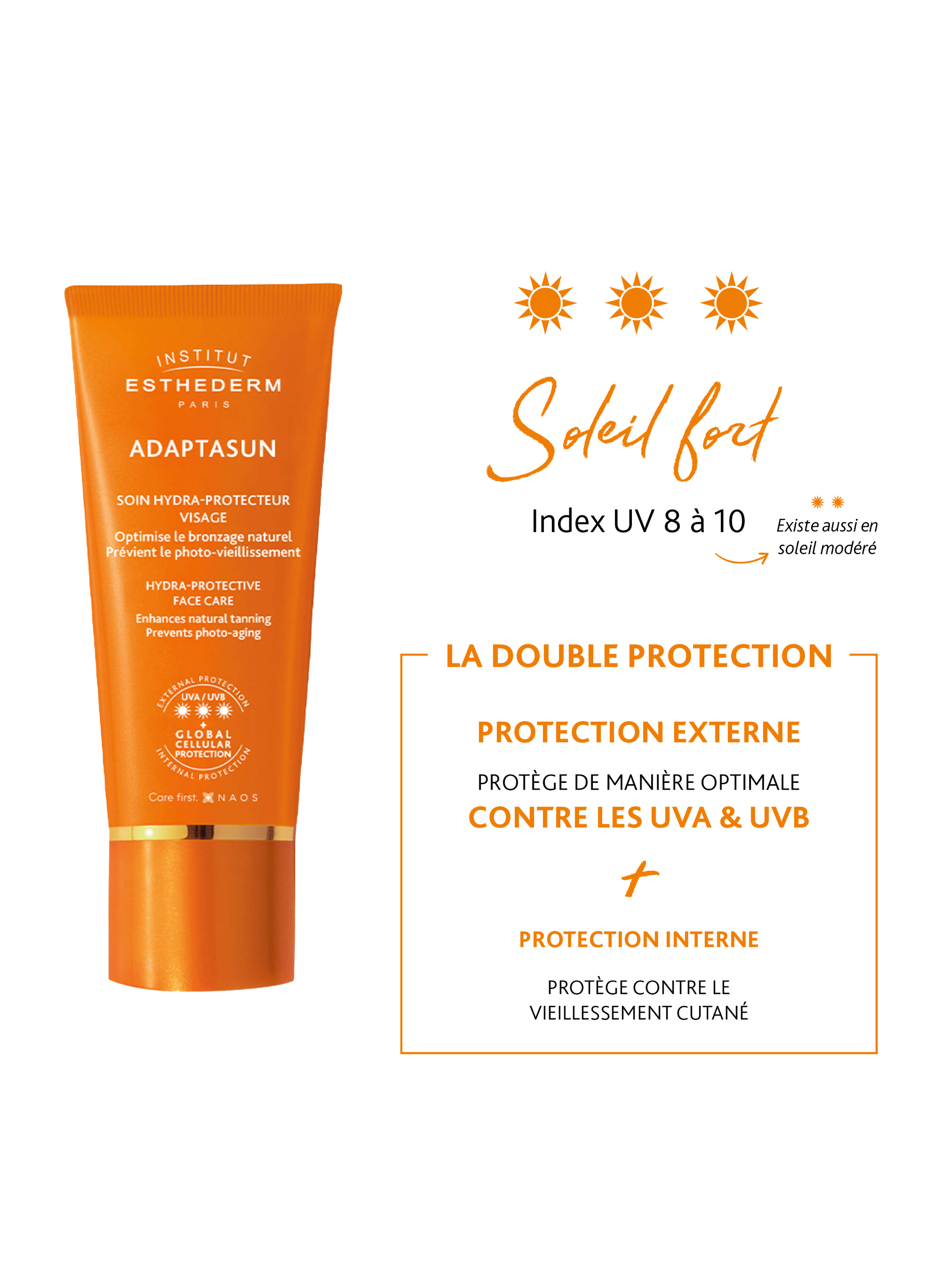 Crème visage soleil fort ADAPTASUN No color