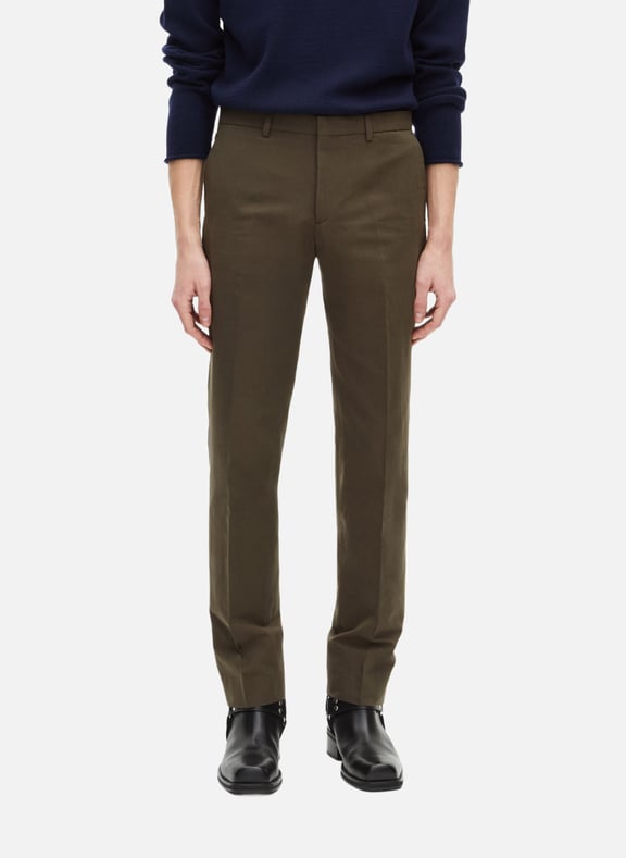 Pantalon de costume droit en coton lin Vert by THE KOOPLES THE KOOPLES Pantalon de costume droit en coton lin Vert