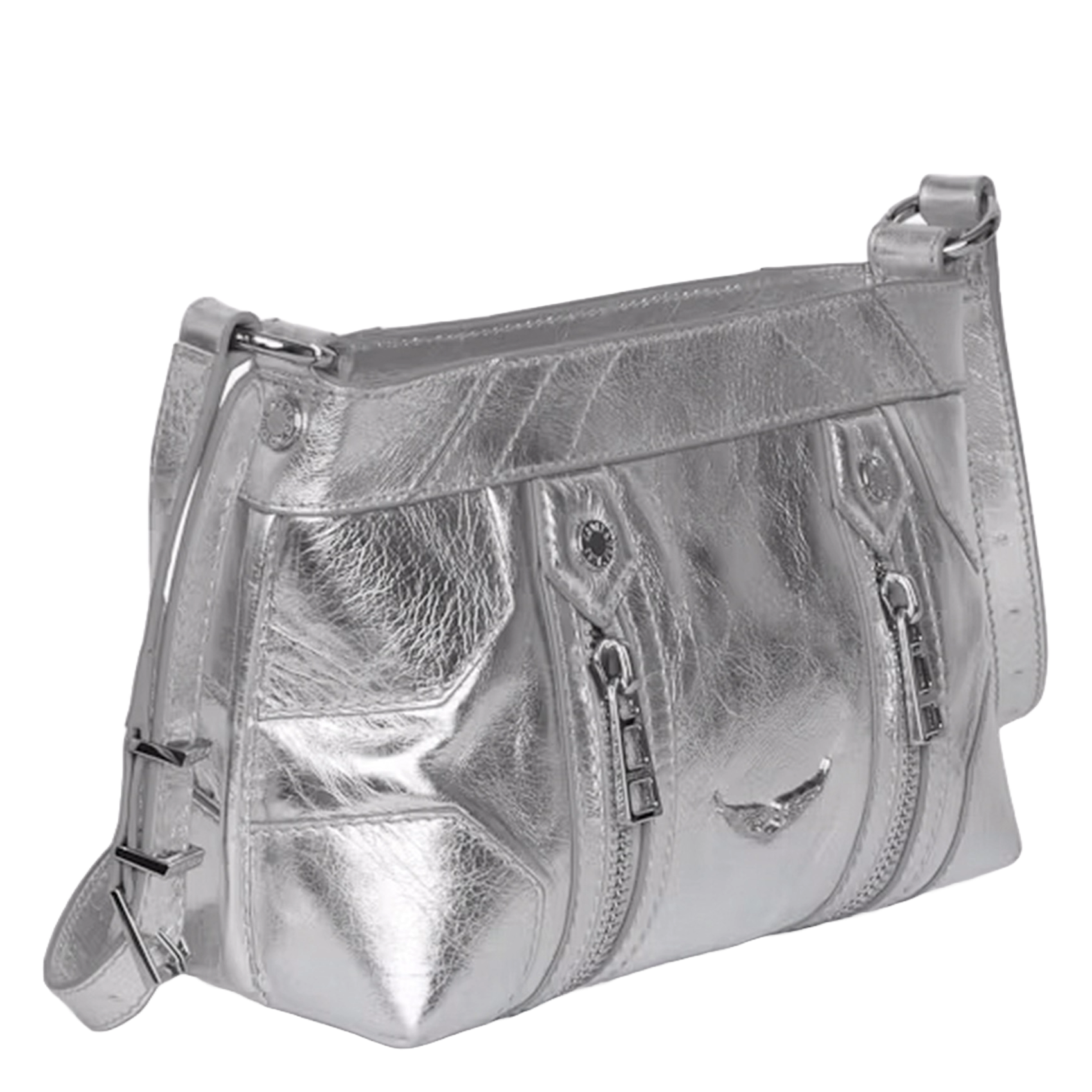 Sac bandoulière en cuir métallisé sunny mood ZADIG&VOLTAIRE Gris