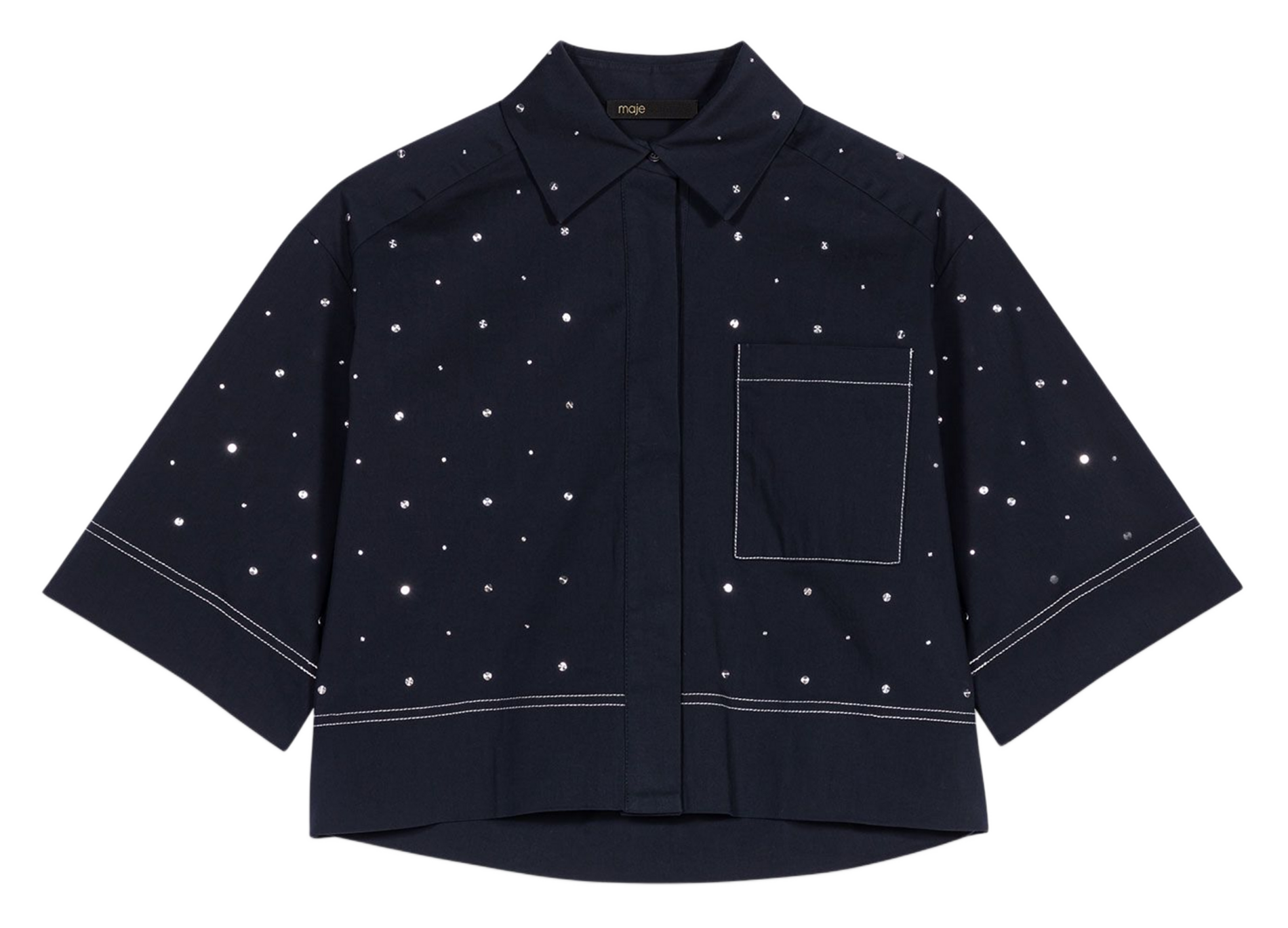 Chemise col classique en coton mélangé MAJE Bleu