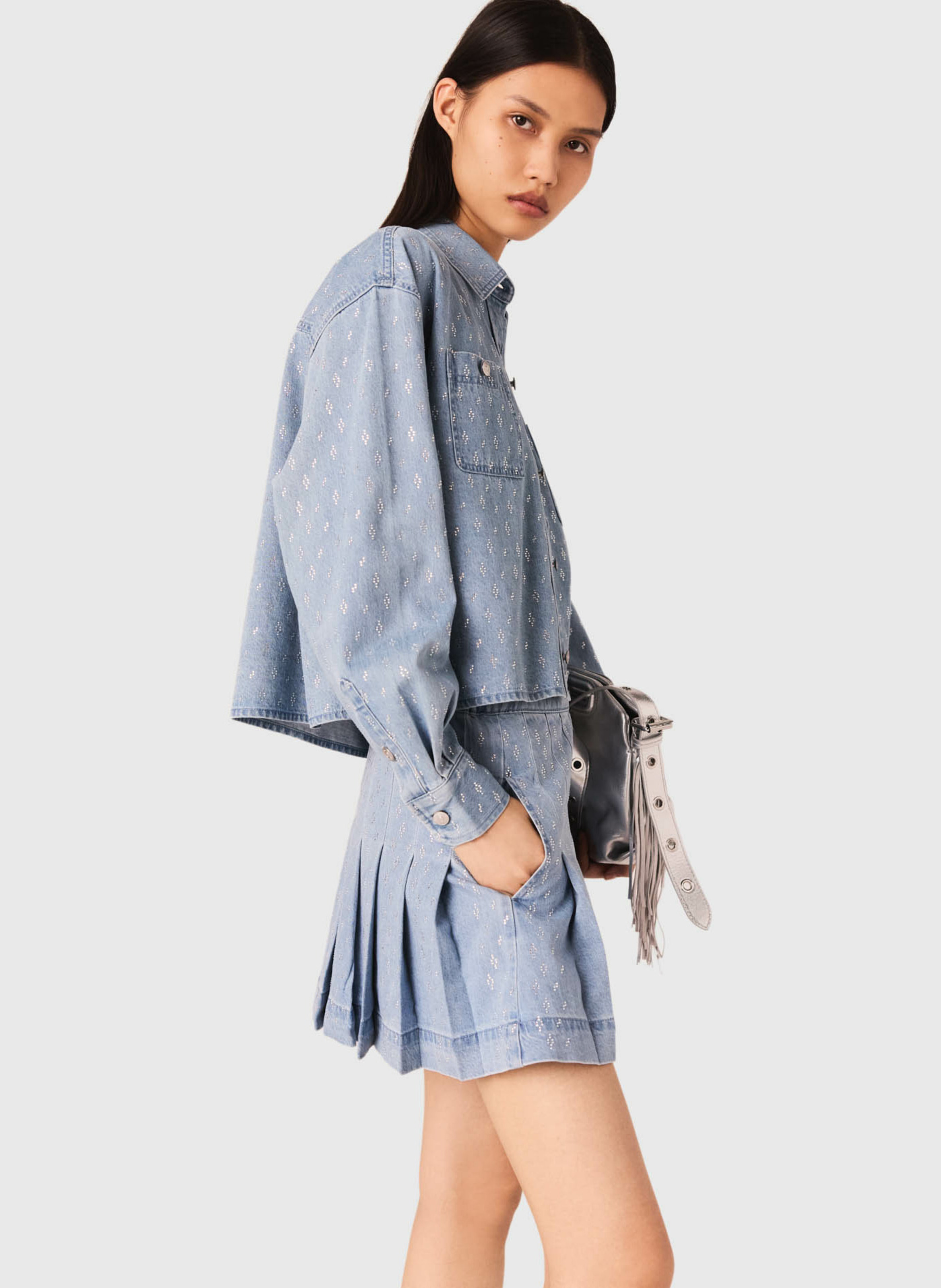 Chemise col classique en jean MAJE Bleu