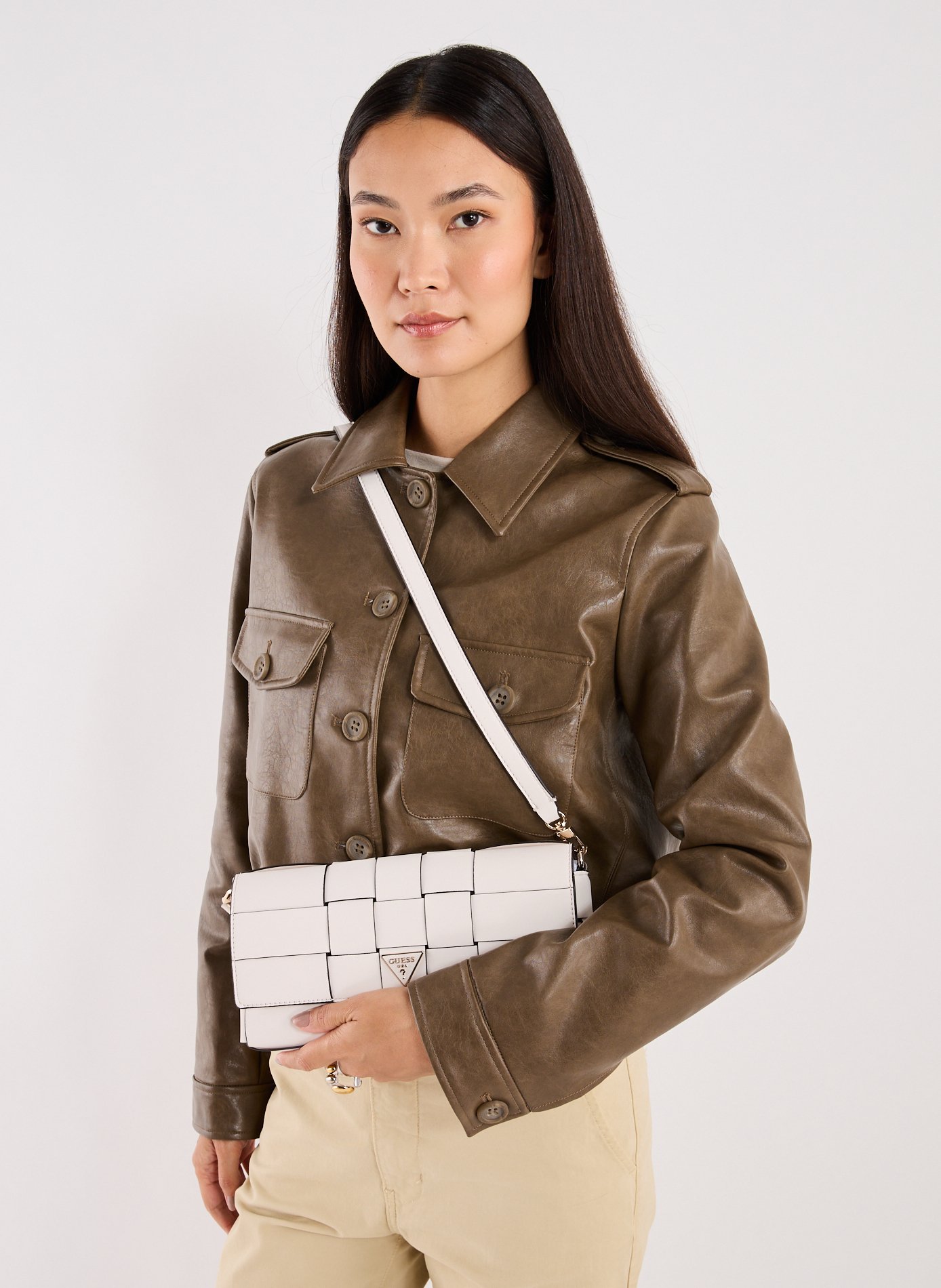 Sac à main Maylee tressé GUESS Beige