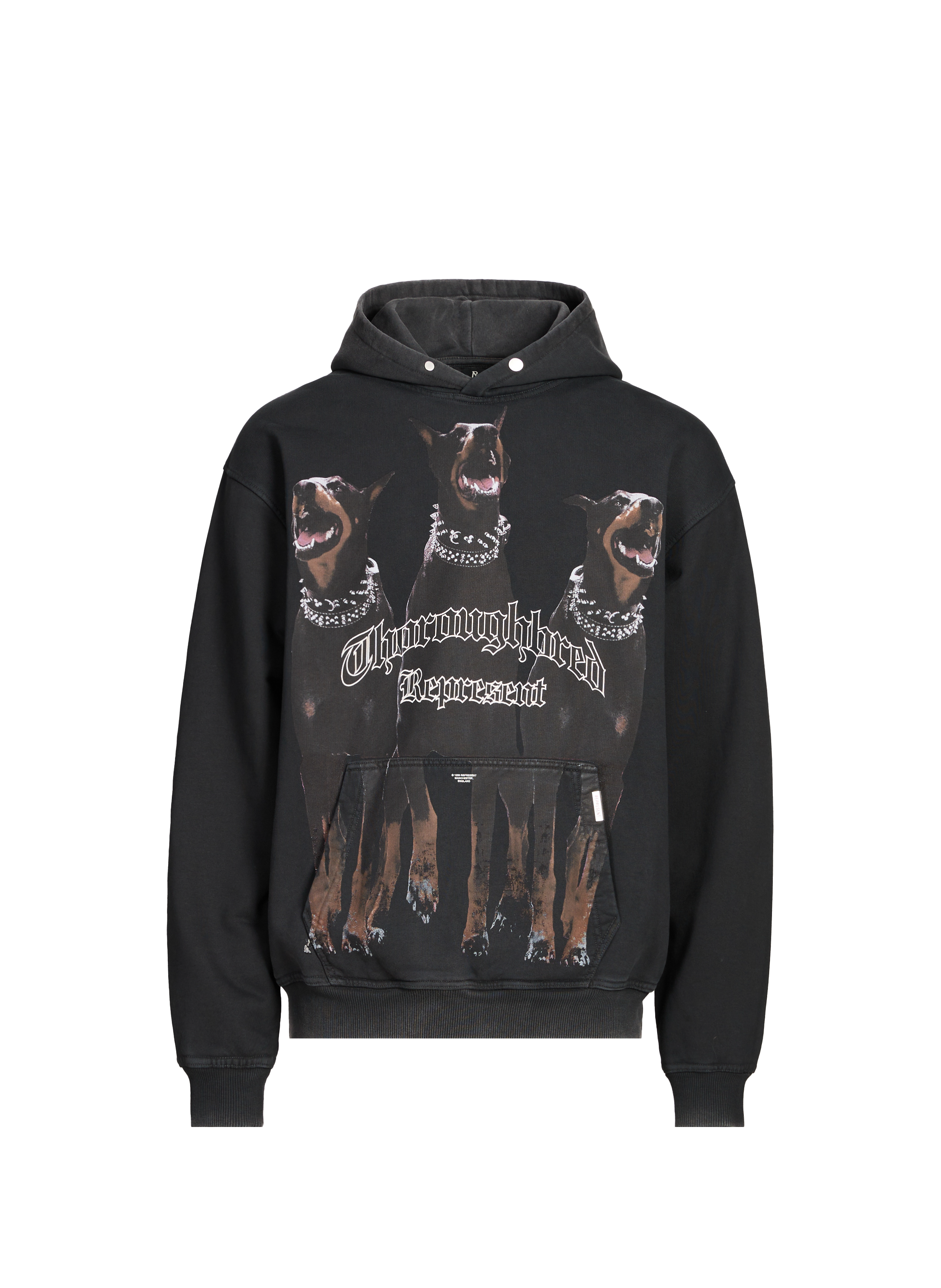 Sweatshirt à capuche imprimé en coton Noir