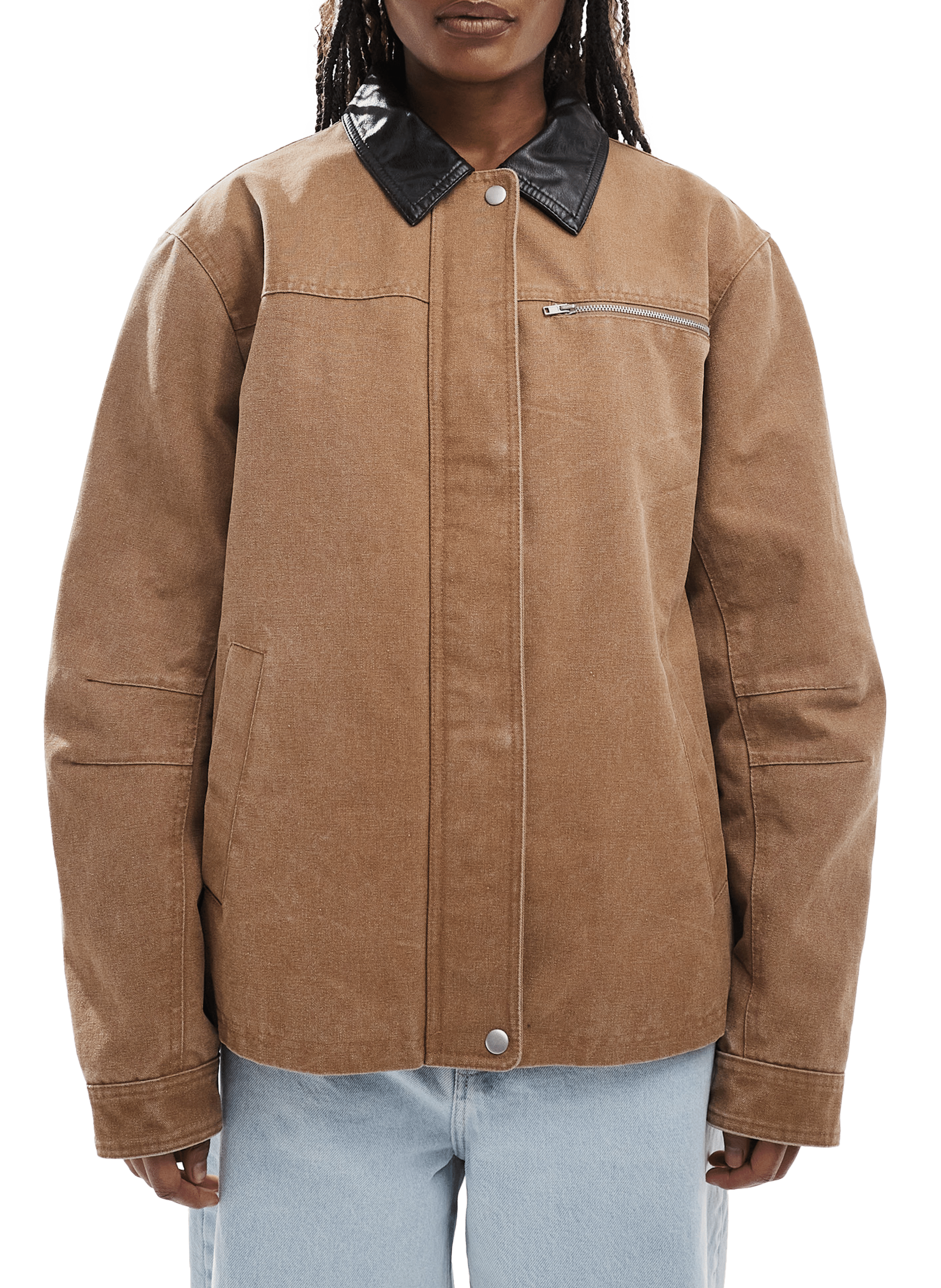 Veste ample à col classique contrastant TOPSHOP Beige