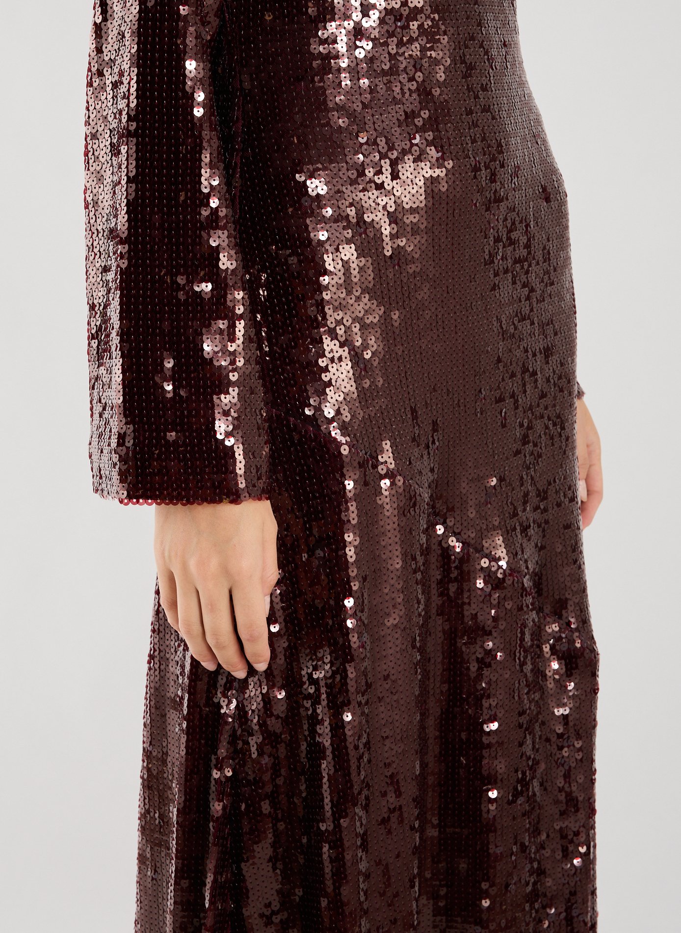 Robe longue à sequins ROTATE Rouge