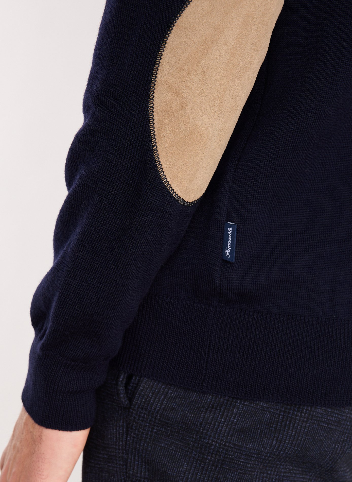 Pull col zippé en laine mérinos FACONNABLE Bleu