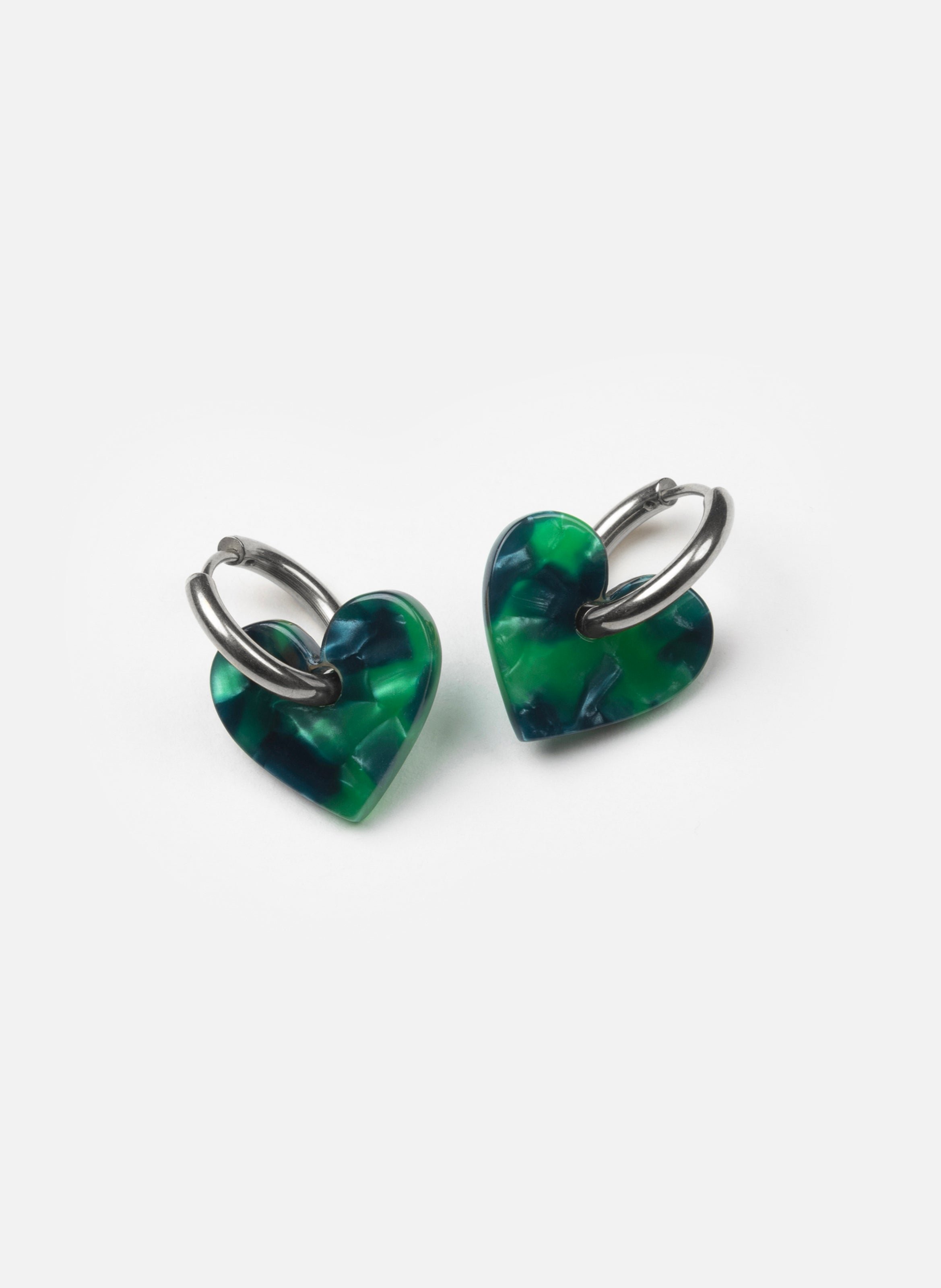 KURAGE GINZA Boucles d'oreilles lova lova avec anneaux en acier inoxydable argenté Vert