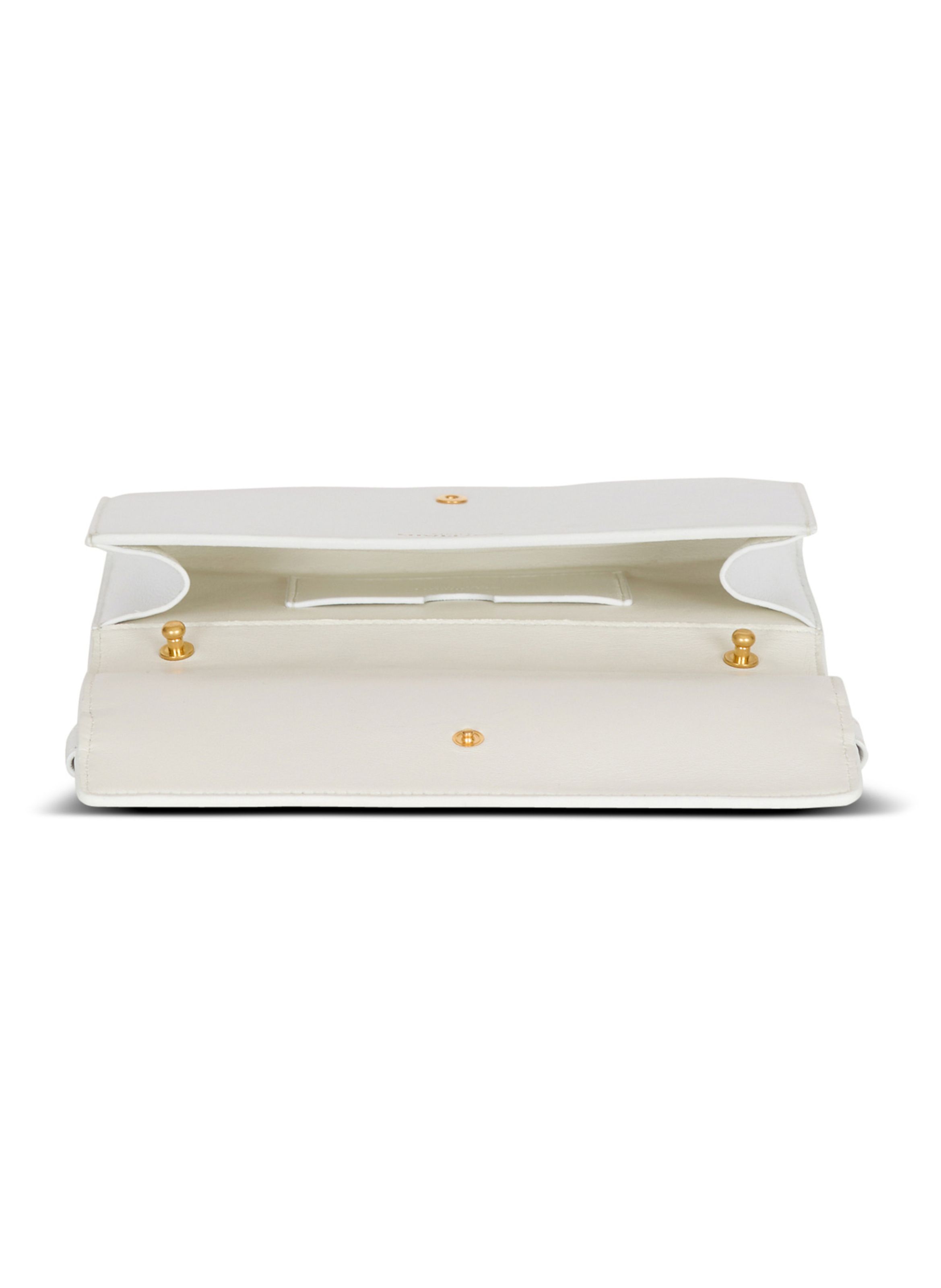 Portefeuille shuffle à chaîne en cuir de veau BALMAIN Blanc