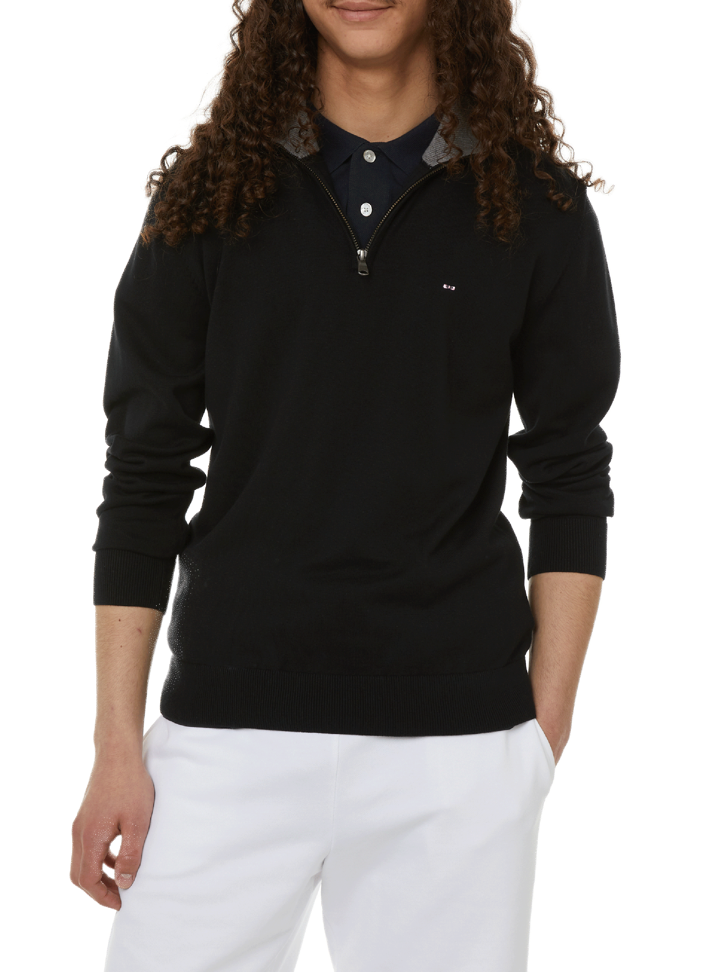 EDEN PARK Jumper with zip neck Black