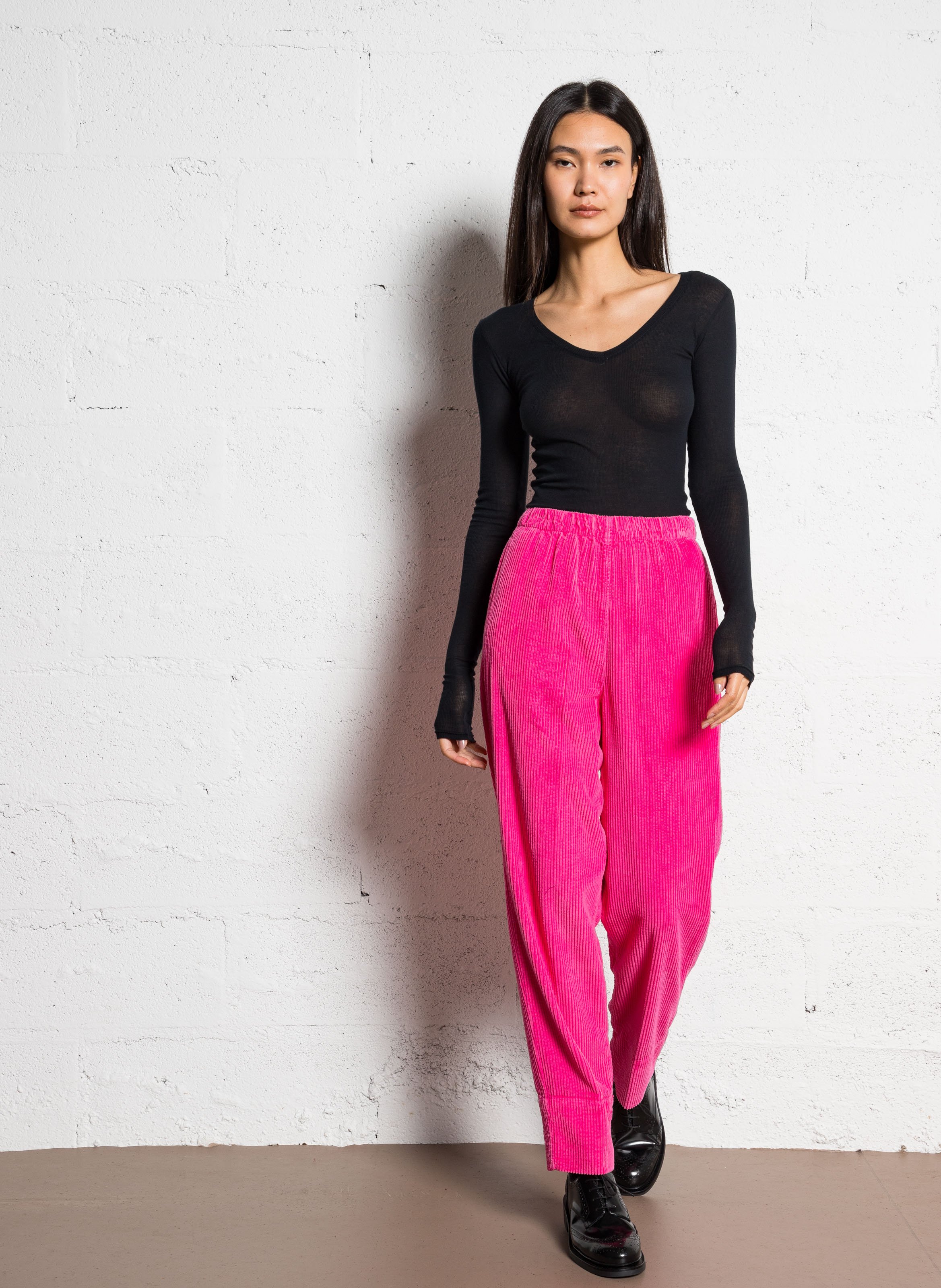 Tee-shirt col v ajusté en coton massachusetts AMERICAN VINTAGE Noir