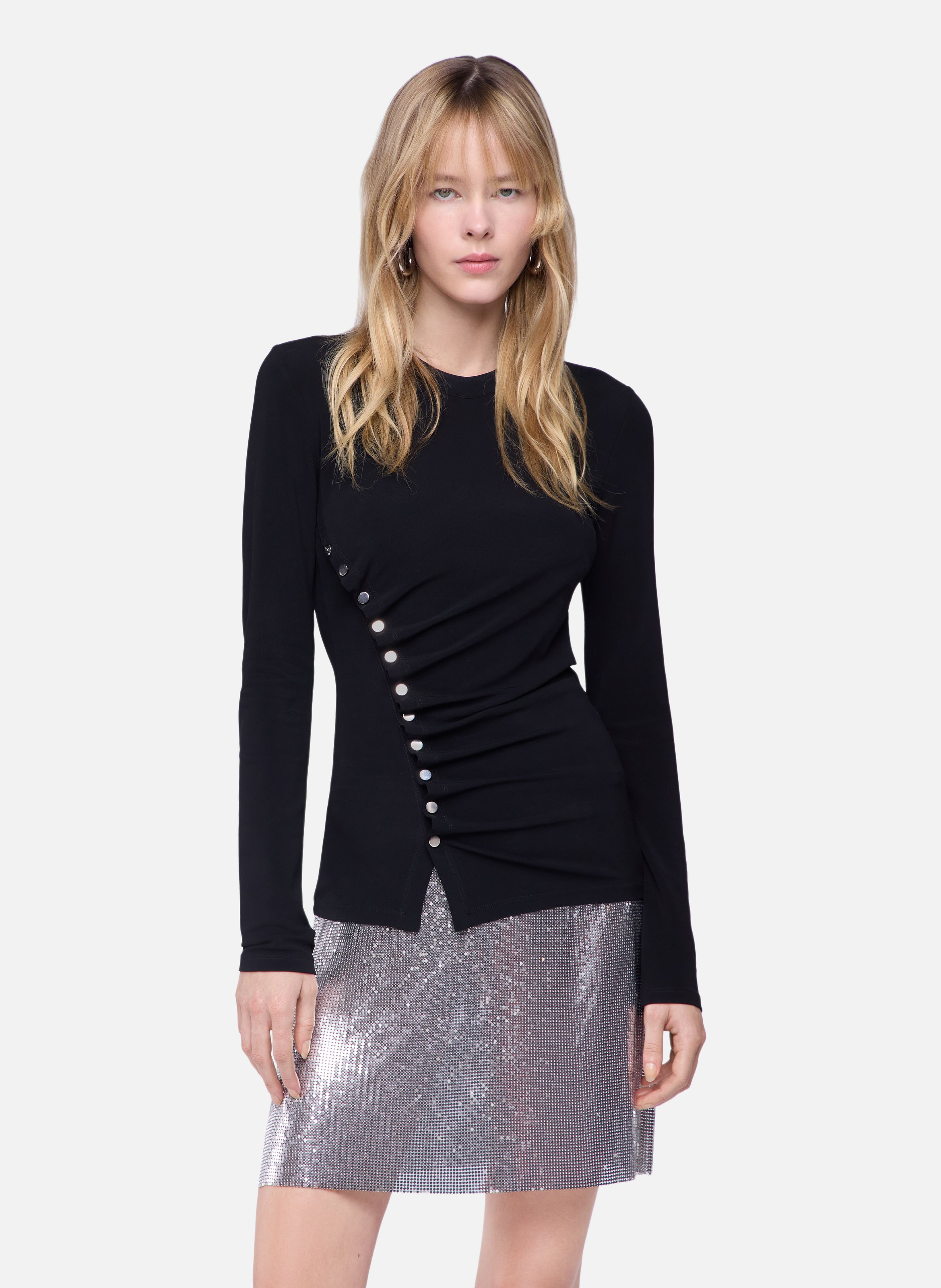 Top drapé en jersey Noir