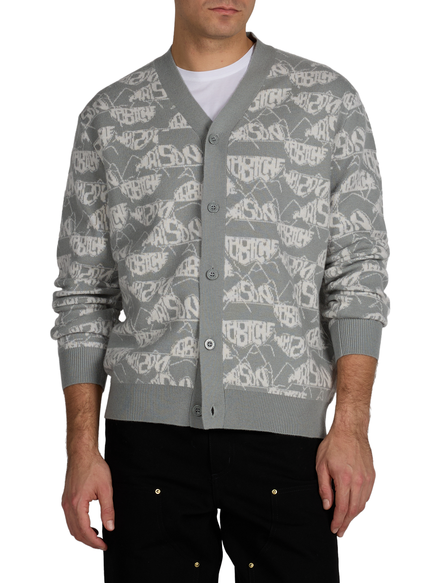 Cardigan logotypé en laine MAISON LABICHE Gris