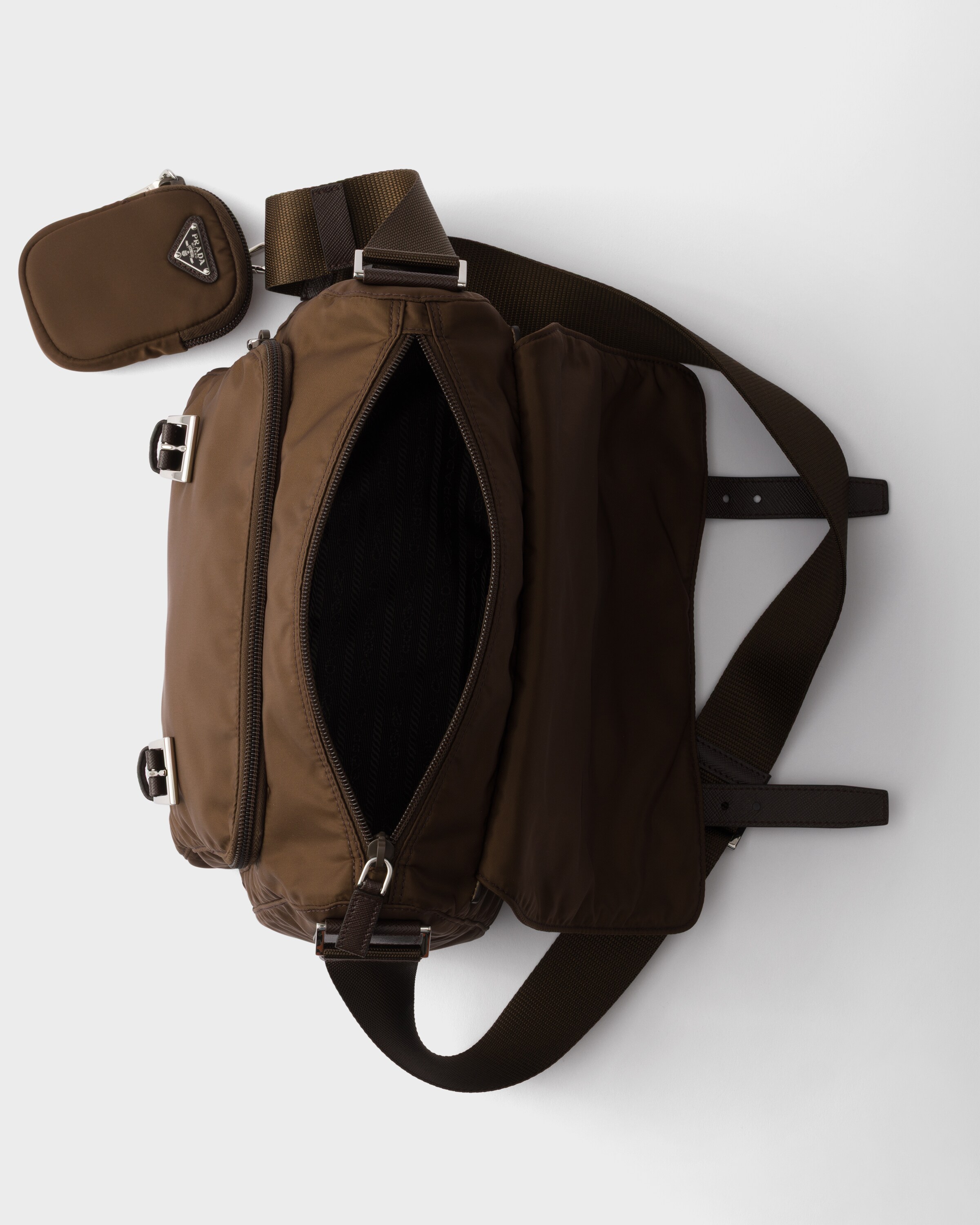 Sac porté épaule en re-nylon PRADA Marron