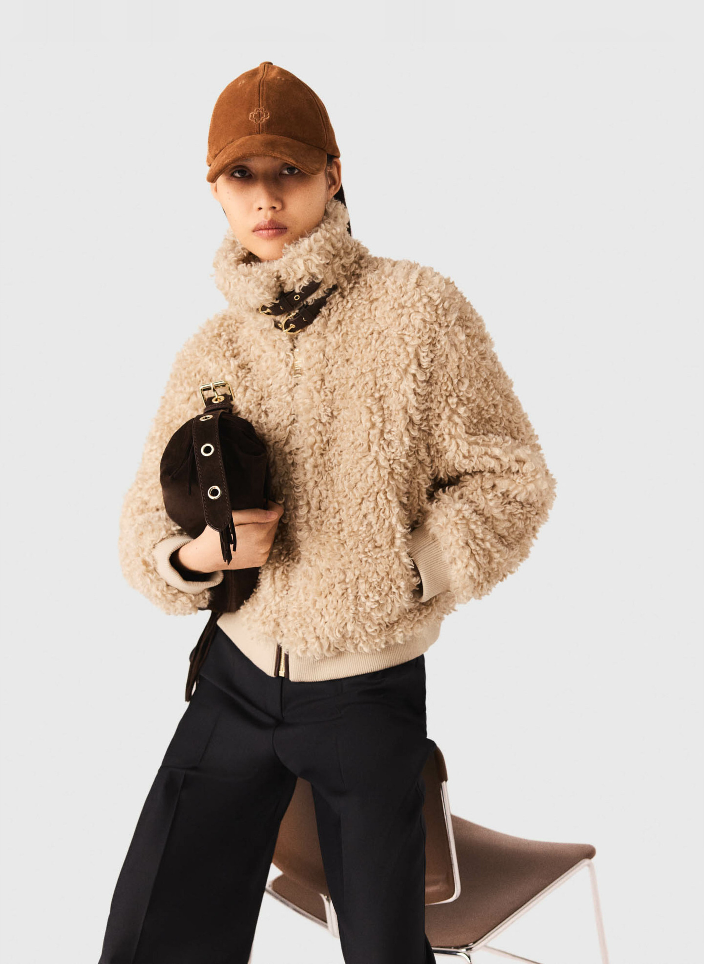 Veste oversize col montant MAJE Beige