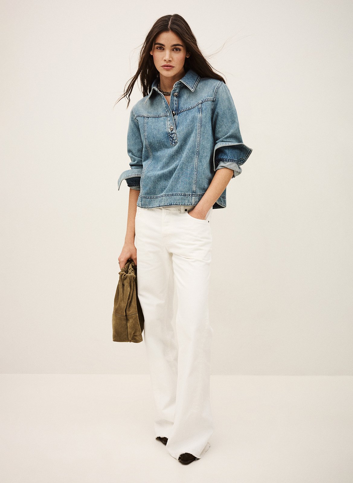 Top droit col classique en coton tavy BA&SH Bleu