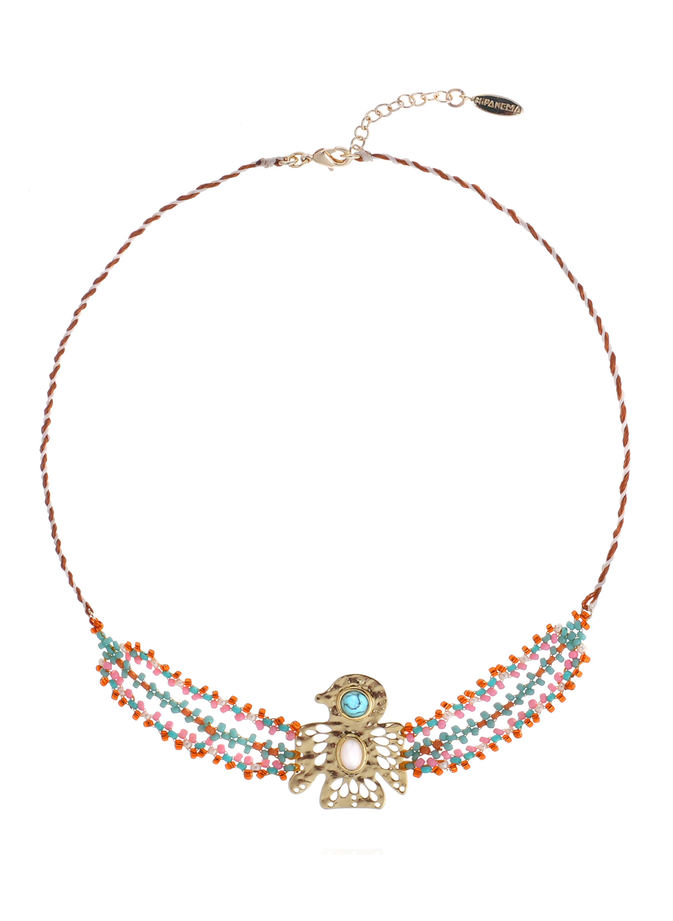 Collier perles avec cabochon oiseau stunner HIPANEMA Bleu