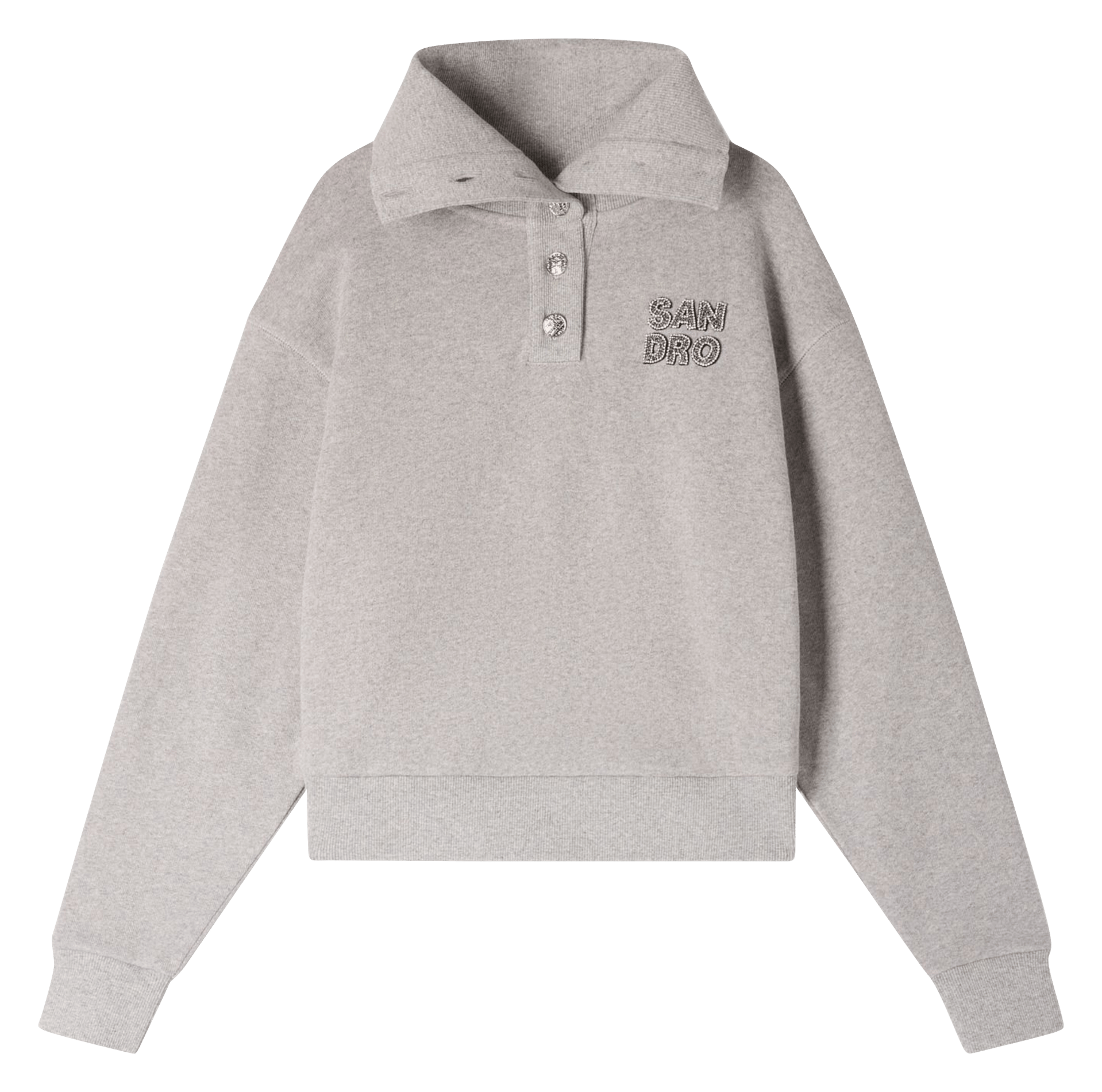 Sweat droit col montant en coton mélangé SANDRO Gris